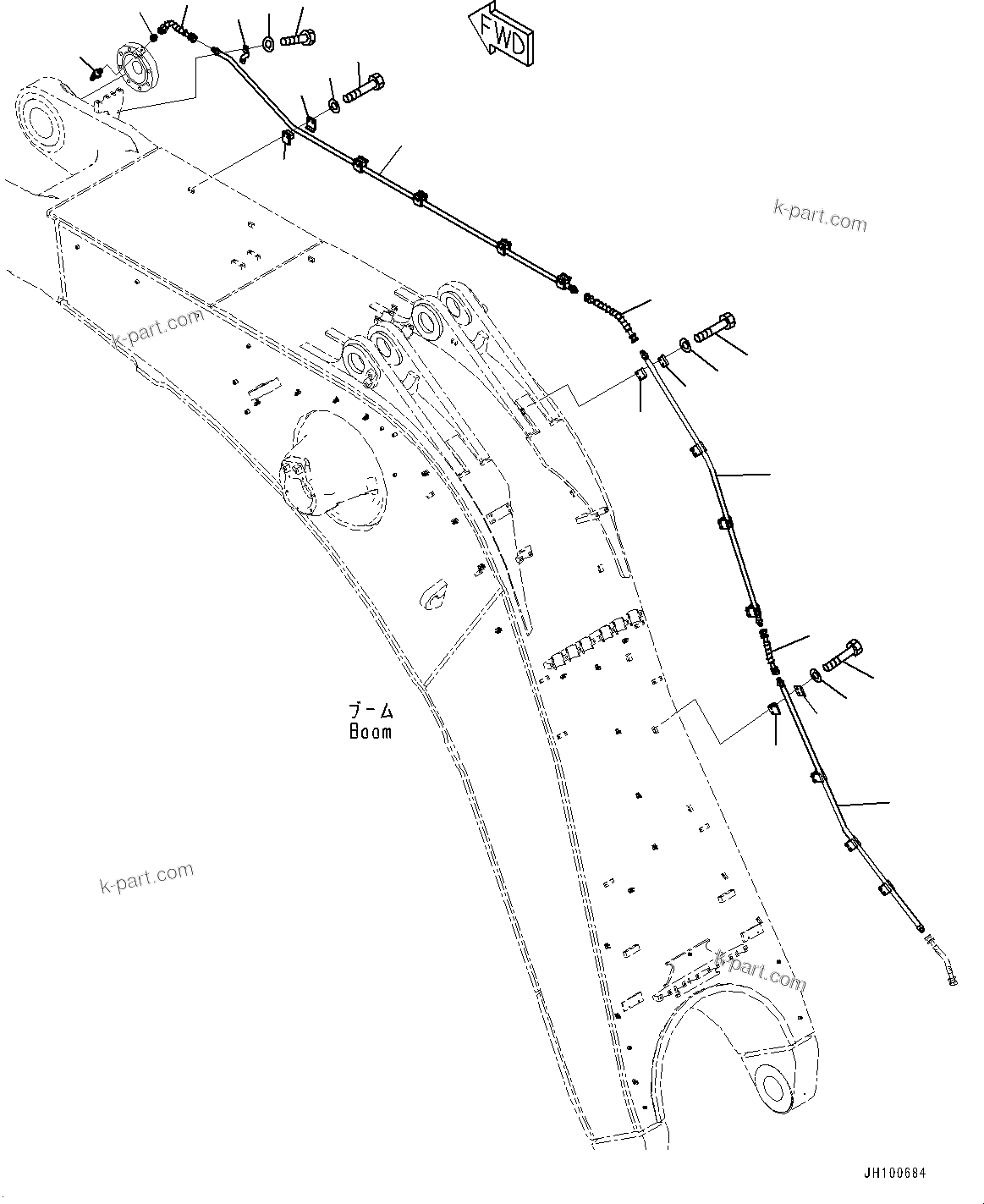 Komatsu parts book diagram for PC2000-11E0 S/N 31001-UP: BOOM, LUBRICATION (2/3)(#30001-30189)