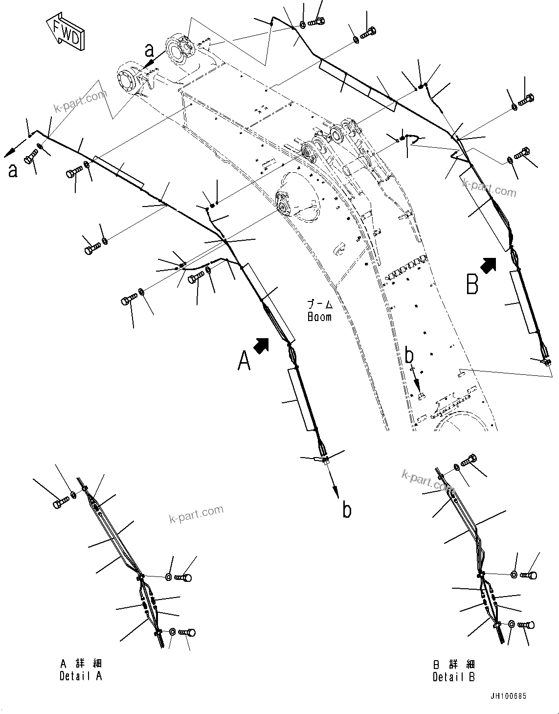 Komatsu parts book diagram for PC2000-11E0 S/N 31001-UP: BOOM, LUBRICATION (3/3)(#30001-)
