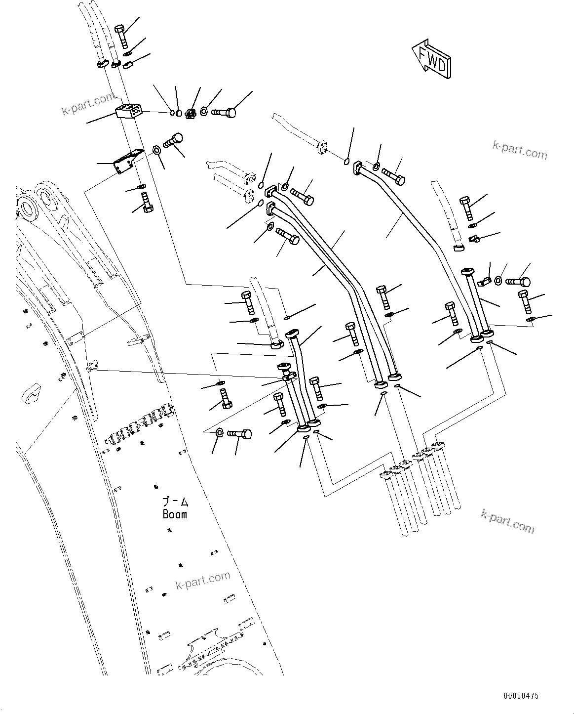 Komatsu parts book diagram for PC2000-11E0 S/N 31001-UP: BOOM, ARM AND BUCKET CYLINDER PIPING (2/2)(#30001-)