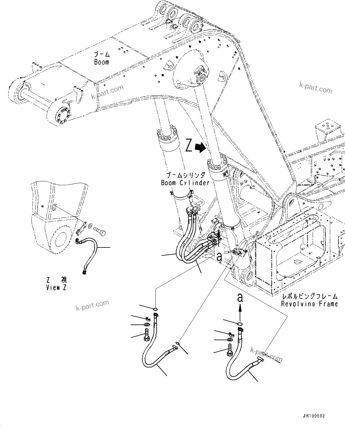 Komatsu parts book diagram for PC2000-11E0 S/N 31001-UP: BOOM CYLINDER PIPING, (#30001-30003)