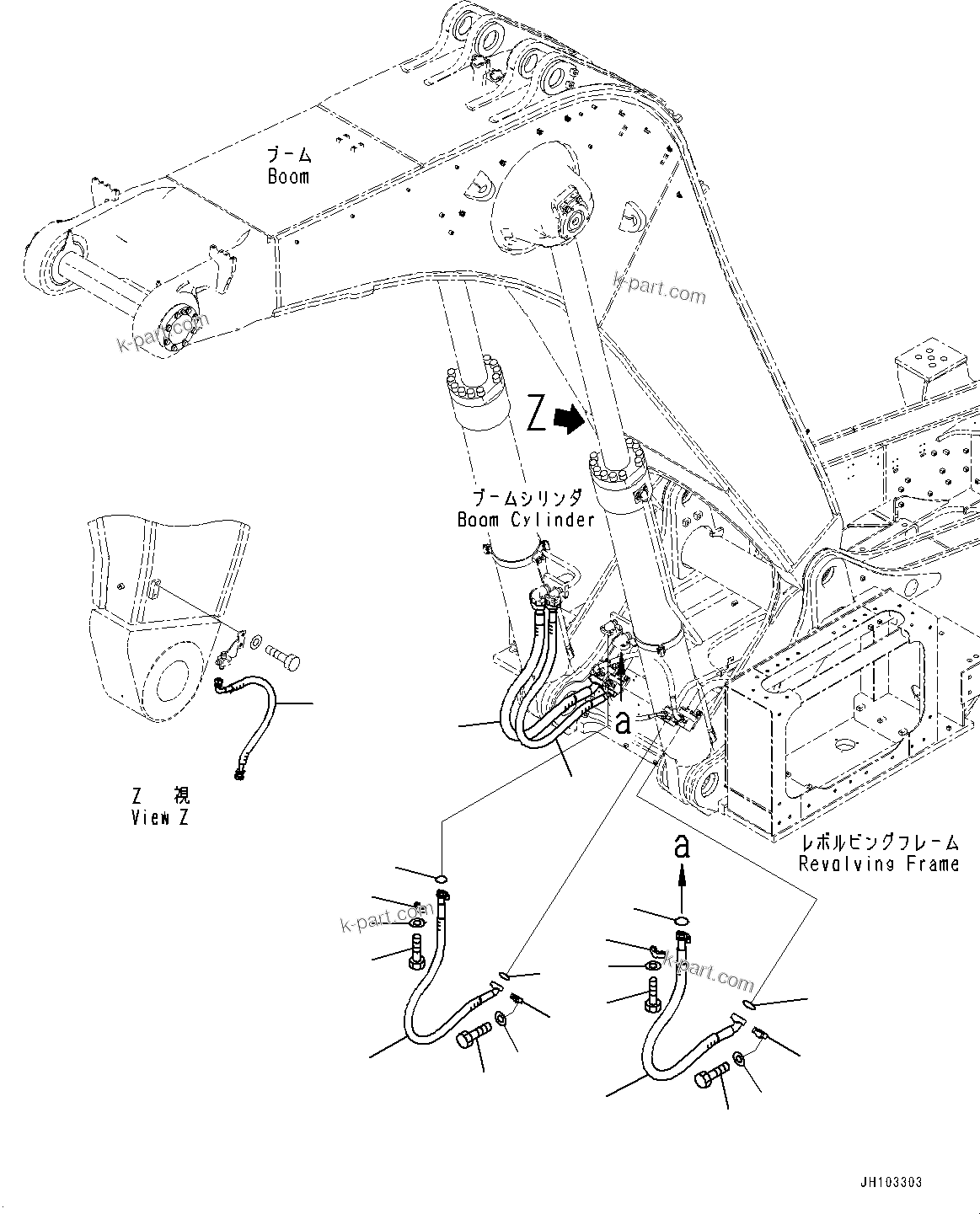 Komatsu parts book diagram for PC2000-11E0 S/N 31001-UP: BOOM CYLINDER PIPING, (#30004-)