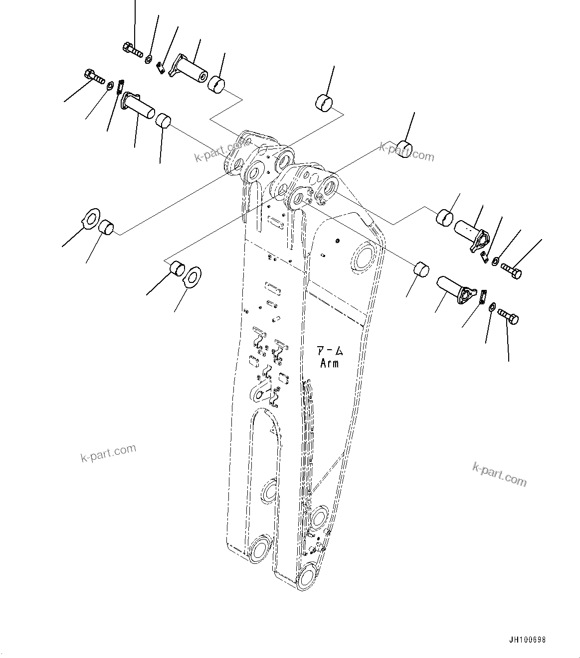 Komatsu parts book diagram for PC2000-11E0 S/N 31001-UP: ARM, PIN (1/2)(#31001-)