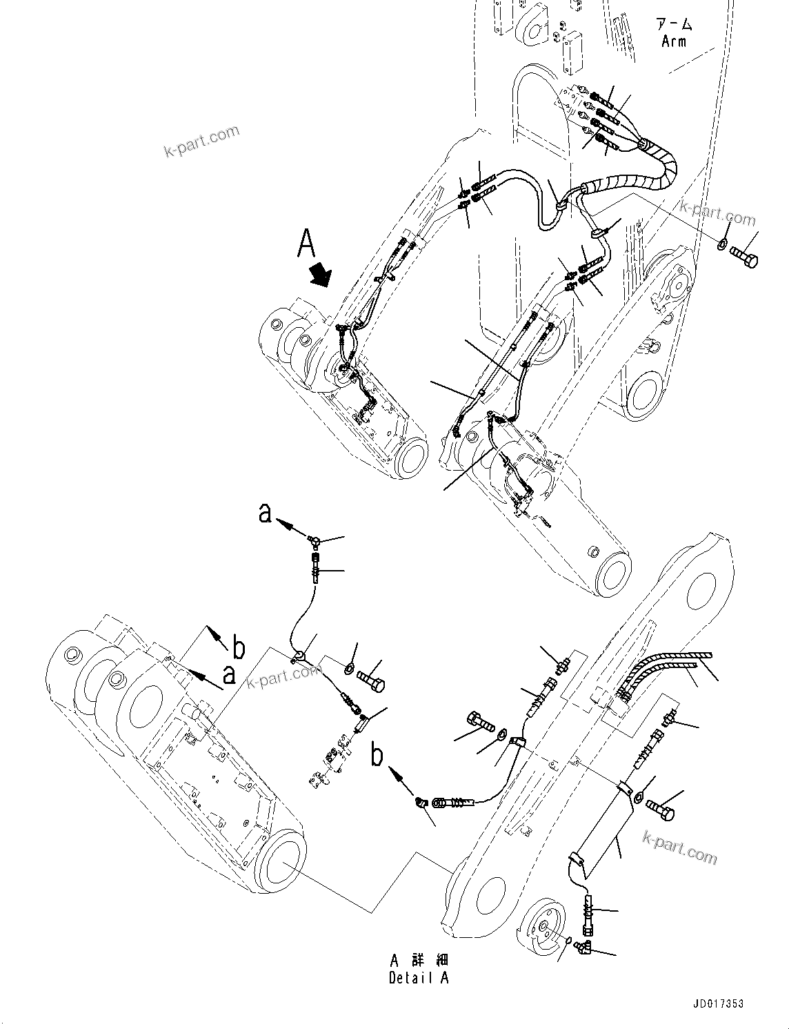 Komatsu parts book diagram for PC2000-11E0 S/N 31001-UP: ARM, LUBRICATION PIPING (5/6)(#31001-)
