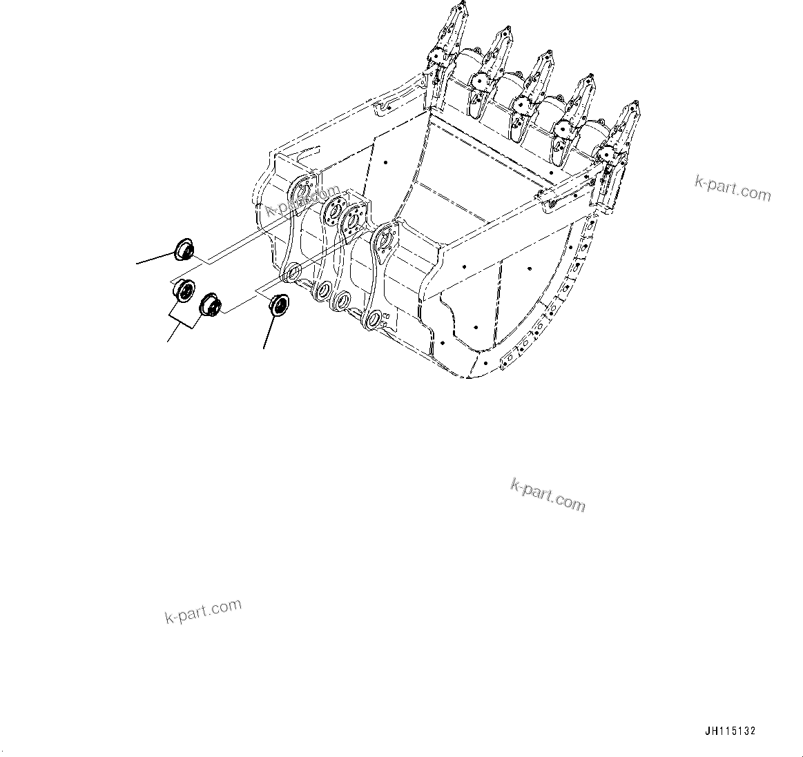 Komatsu parts book diagram for PC2000-11E0 S/N 31001-UP: BUCKET PIN, BUSHING (FIXED PIN)(#31001-30093)