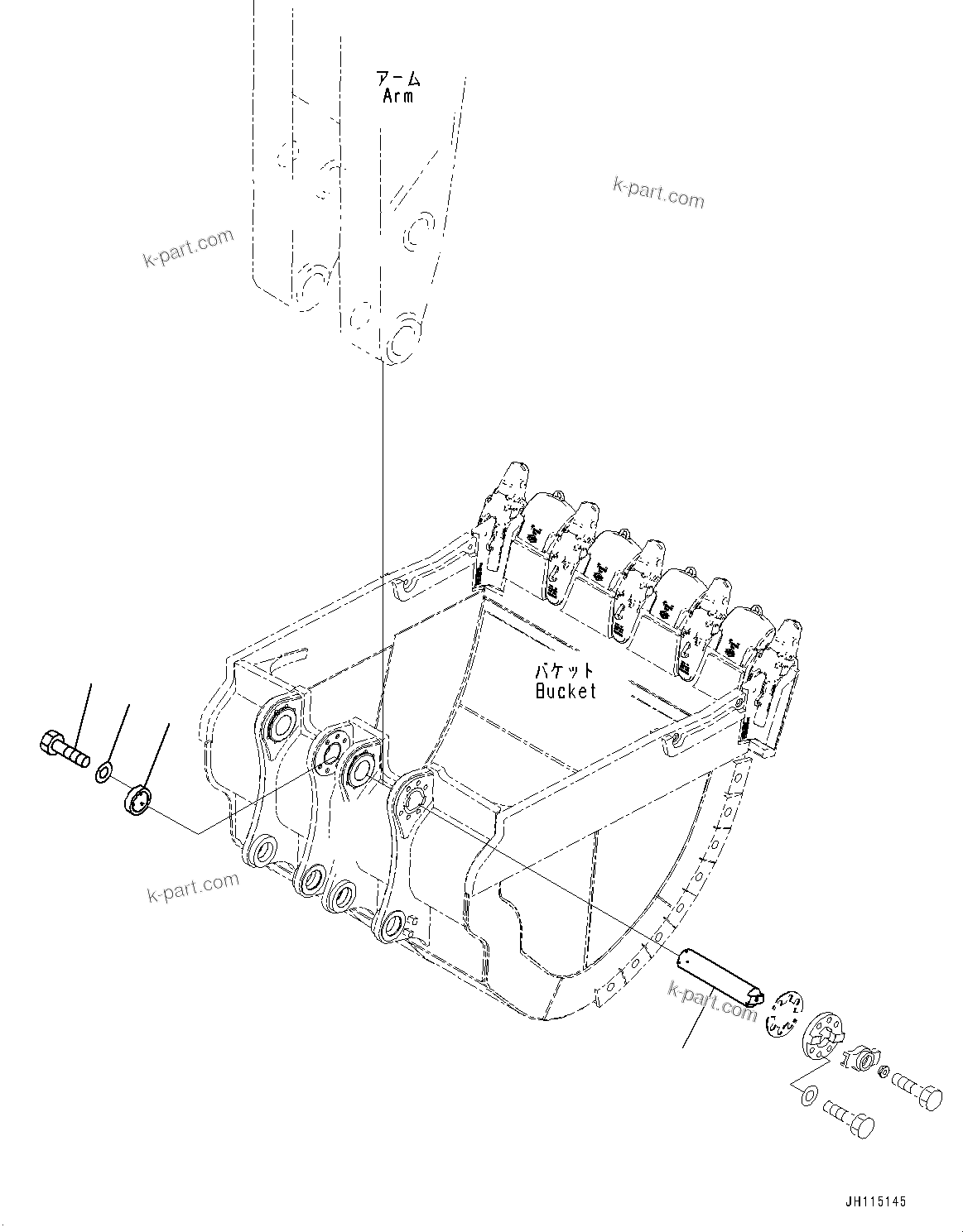 Komatsu parts book diagram for PC2000-11E0 S/N 31001-UP: BUCKET PIN, PIN (FIXED PIN)(#31001-)