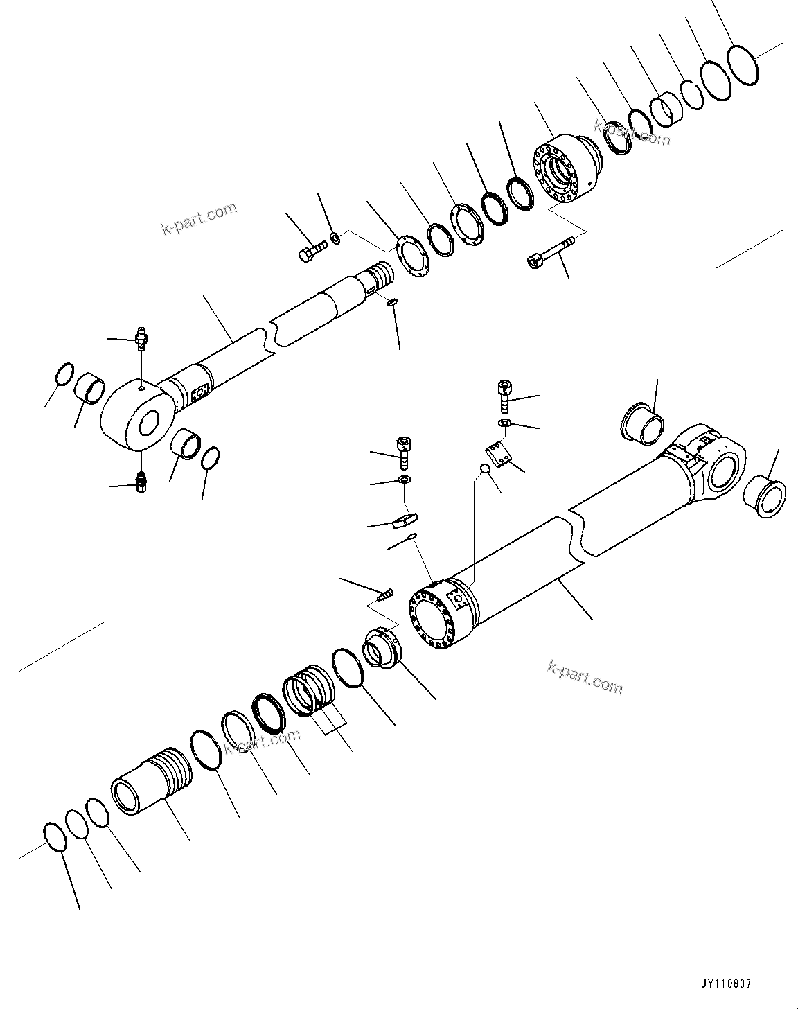 Komatsu parts book diagram for PC2000-11E0 S/N 31001-UP: LOADING SHOVEL, BOOM AND ARM, INNER PARTS, BUCKET CYLINDER, L.H. (2/3)(#30001-)