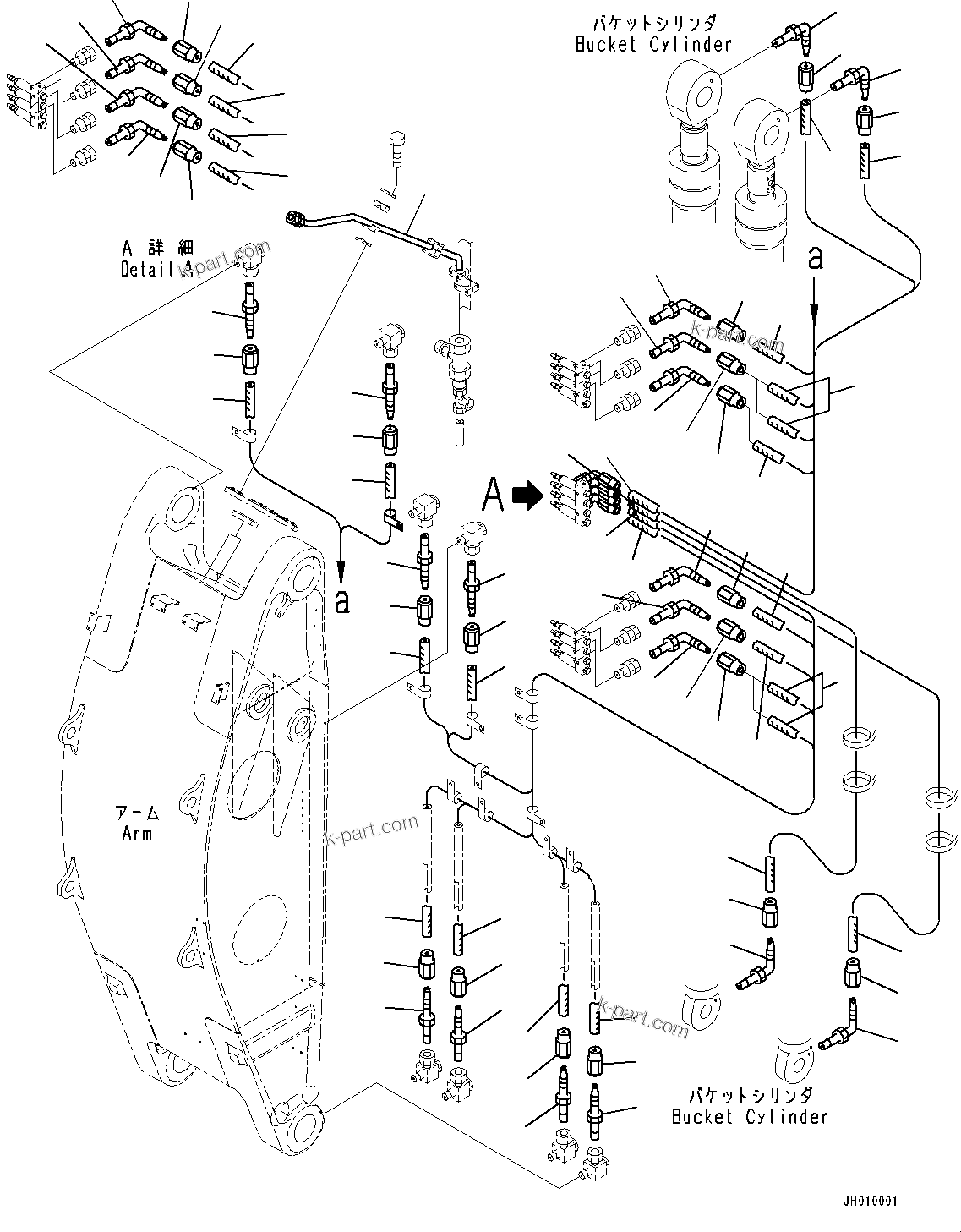 Komatsu parts book diagram for PC2000-11E0 S/N 31001-UP: LOADING SHOVEL, BOOM AND ARM, LUBRICATION PIPING, HOSE (2/2)(#30001-)
