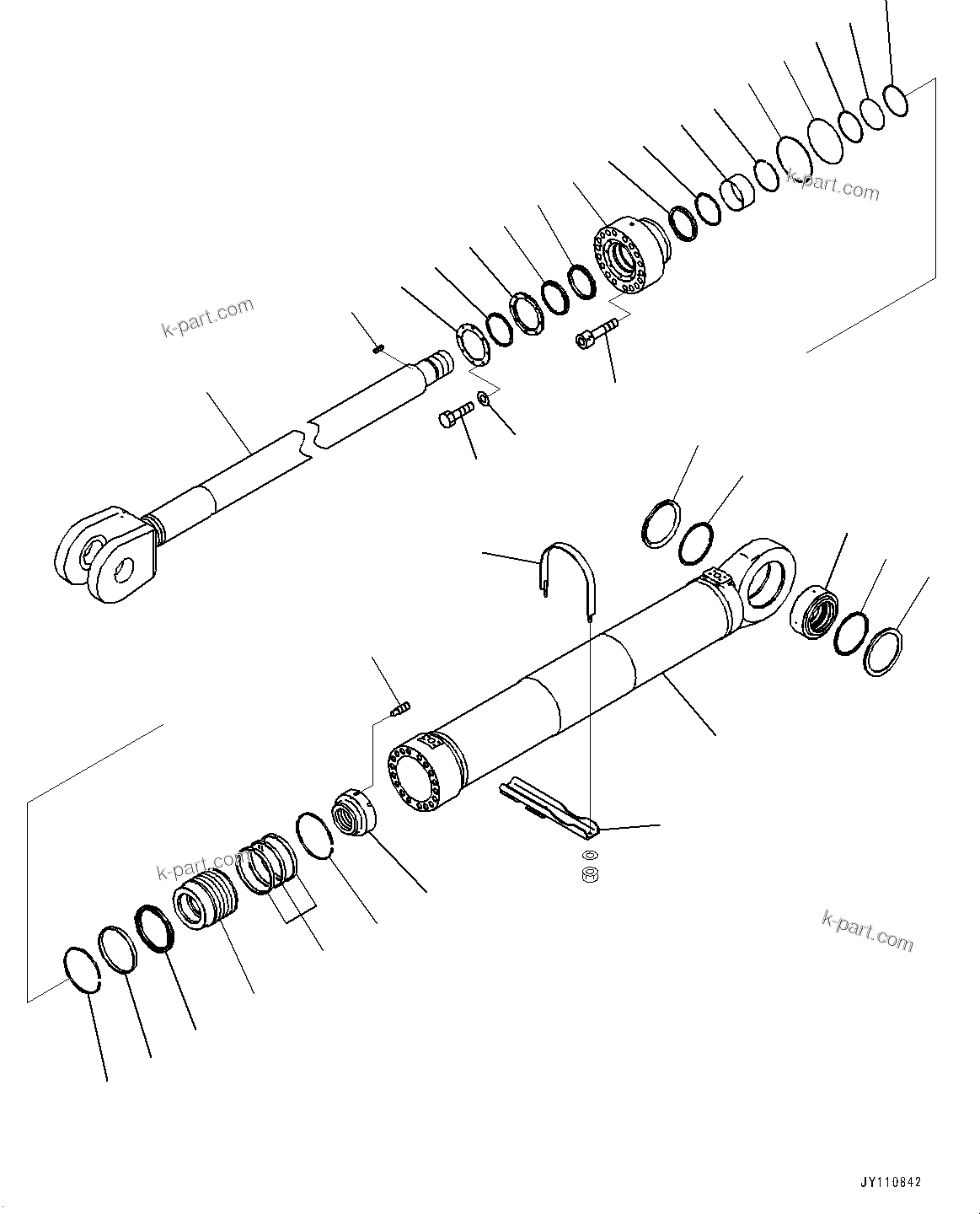 Komatsu parts book diagram for PC2000-11E0 S/N 31001-UP: LOADING SHOVEL, BOOM AND ARM, INNER PARTS, BOOM CYLINDER, L.H. (1/2) (COLD AREA SPECIFICATION)(#30001-)