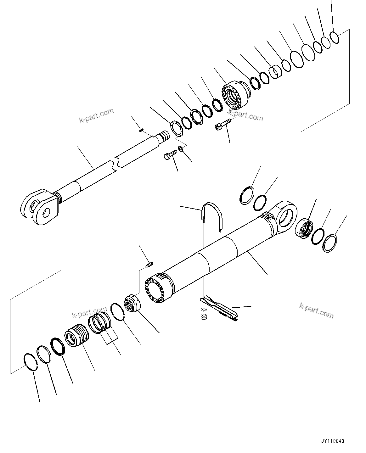 Komatsu parts book diagram for PC2000-11E0 S/N 31001-UP: LOADING SHOVEL, BOOM AND ARM, INNER PARTS, BOOM CYLINDER, R.H. (1/2) (COLD AREA SPECIFICATION)(#30001-)
