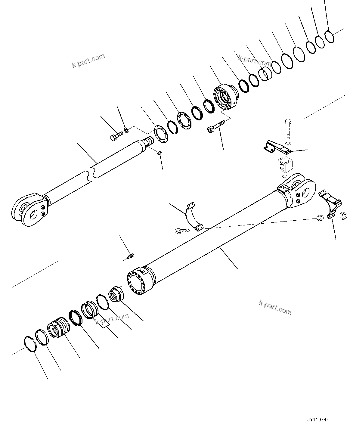 Komatsu parts book diagram for PC2000-11E0 S/N 31001-UP: LOADING SHOVEL, BOOM AND ARM, INNER PARTS, ARM CYLINDER, L.H. (1/2) (COLD AREA SPECIFICATION)(#30001-)
