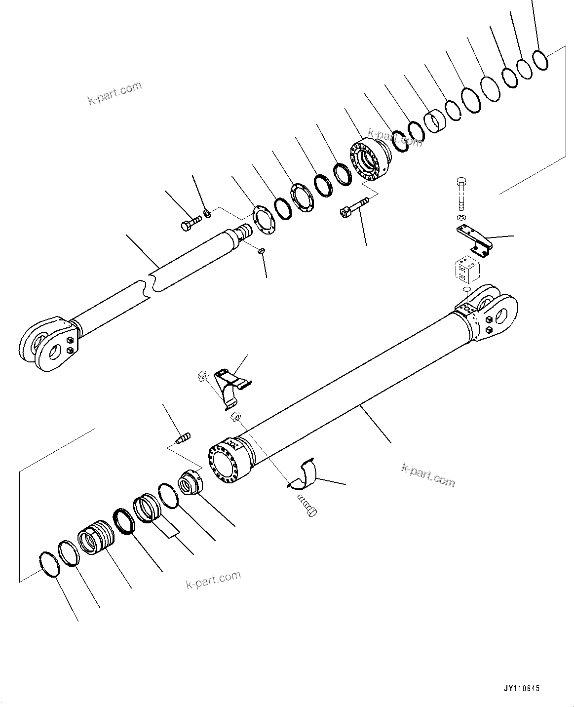 Komatsu parts book diagram for PC2000-11E0 S/N 31001-UP: LOADING SHOVEL, BOOM AND ARM, INNER PARTS, ARM CYLINDER, R.H. (1/2) (COLD AREA SPECIFICATION)(#30001-)