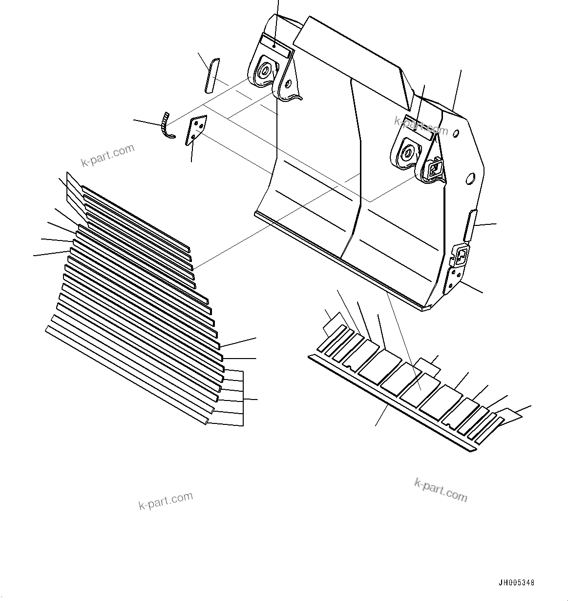 Komatsu parts book diagram for PC2000-11E0 S/N 31001-UP: BUCKET, REAR BUCKET(#30001-)
