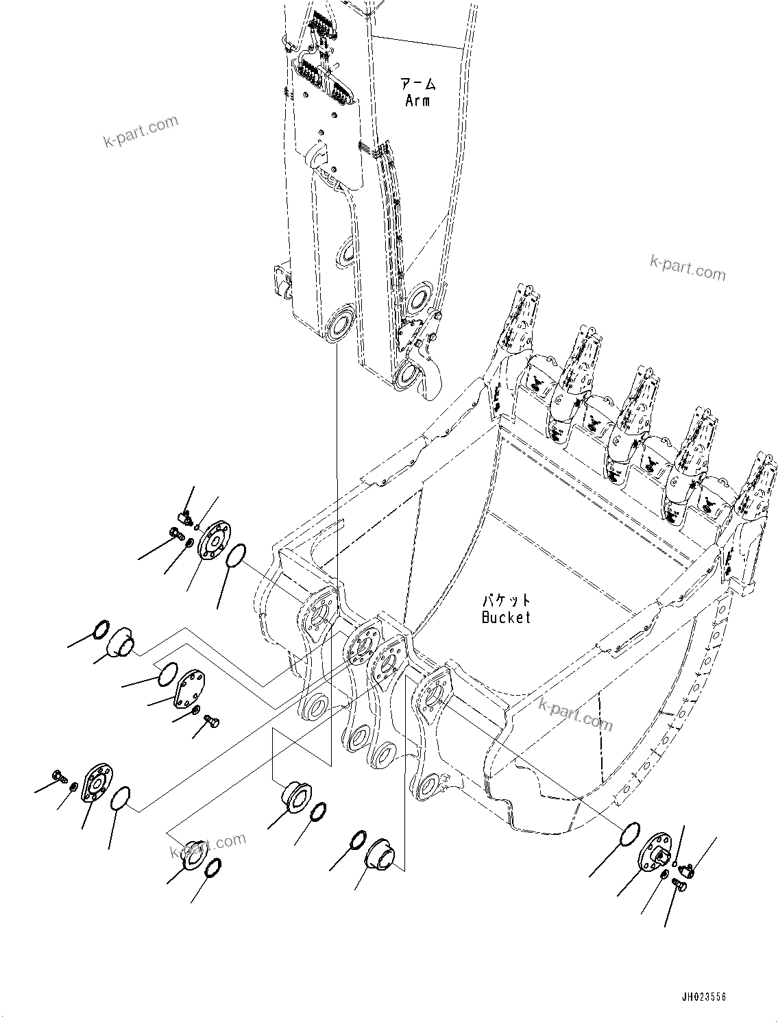 Komatsu parts book diagram for PC2000-11E0 S/N 31001-UP: BUCKET, (WITHOUT BUCKET)(#30001-)