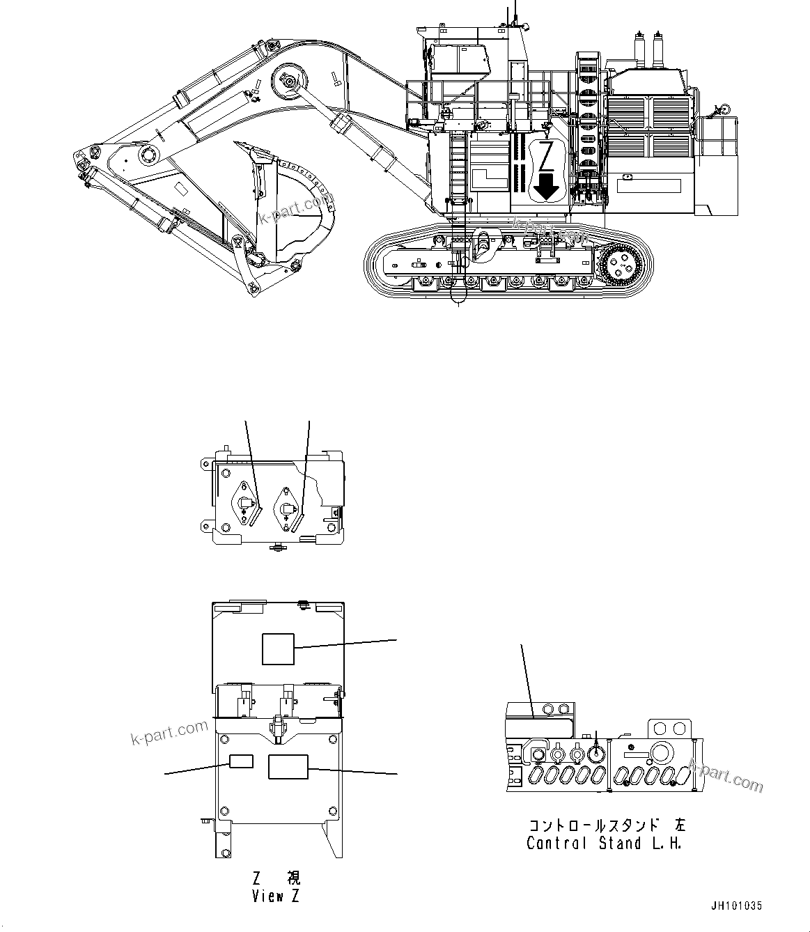 Komatsu parts book diagram for PC2000-11E0 S/N 31001-UP: MARKS AND PLATES, SERVICE CENTER, (2/3) (JUMP START RECEPTACLE)(#30001-)