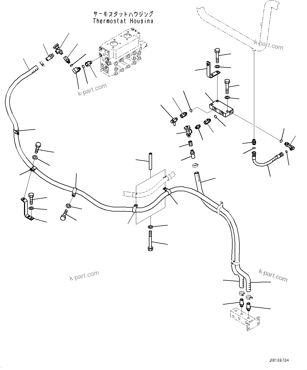 Komatsu parts book diagram for PC2000-11E0 S/N 31001-UP: COOLANT HEATER RELATED PARTS, PIPING (1/2)(#31001-)