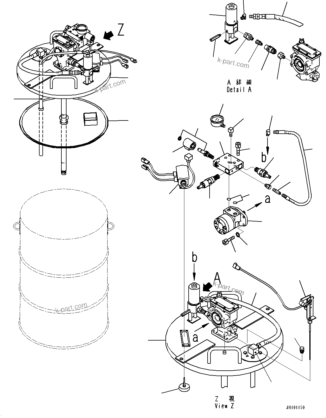 Komatsu parts book diagram for PC2000-11E0 S/N 31001-UP: GREASE PUMP, PUMP (3/3)(#30001-30019)