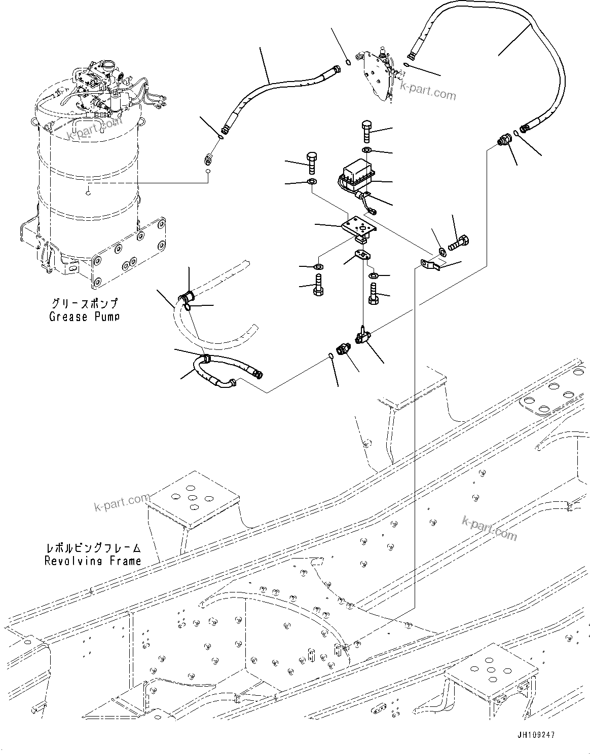 Komatsu parts book diagram for PC2000-11E0 S/N 31001-UP: GREASE PUMP, PIPING(#30019-30047)