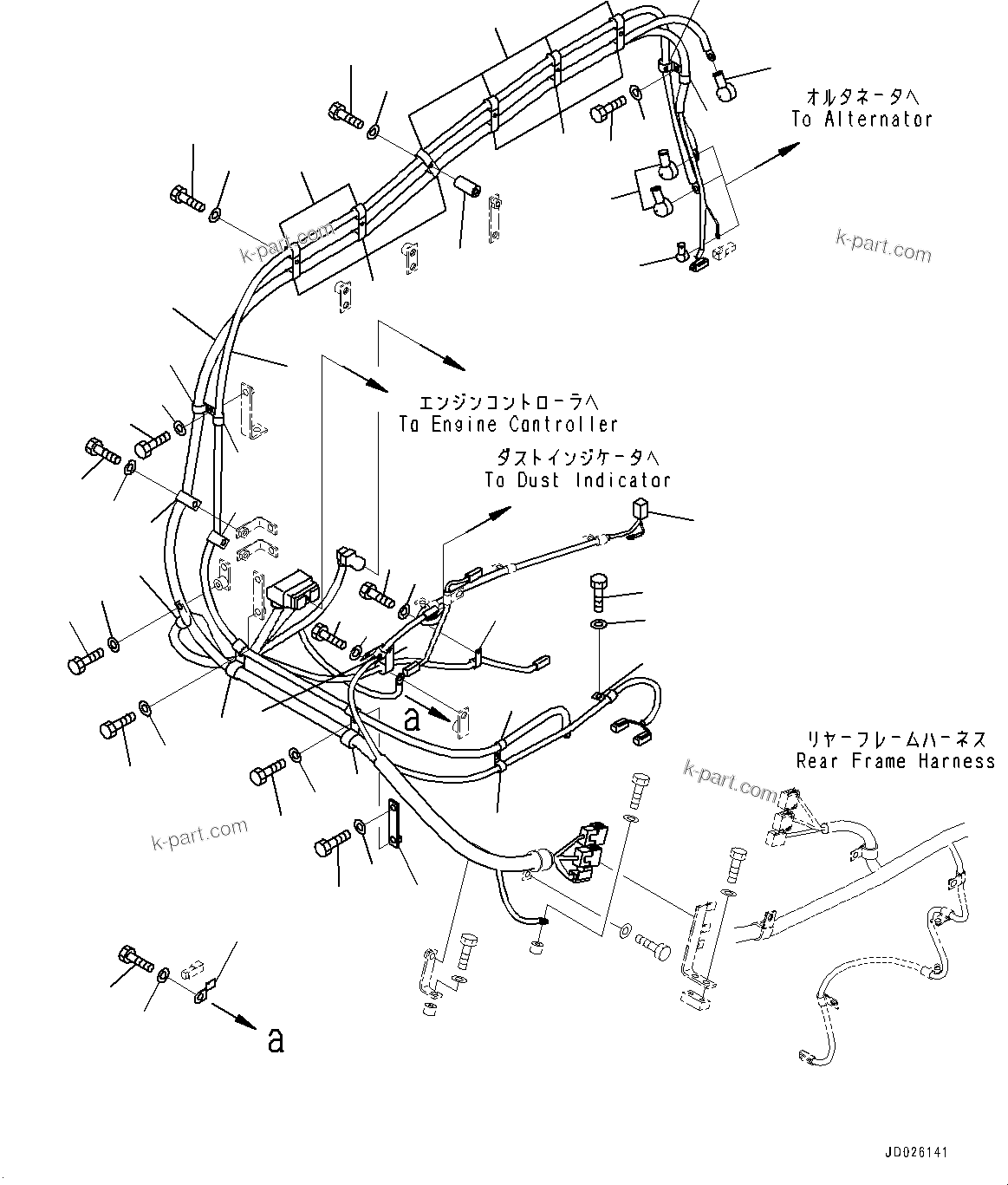 Komatsu parts book diagram for WD600-6R S/N 61001-UP: ENGINE RELATED PARTS, ENGINE WIRING HARNESS(#60043-)