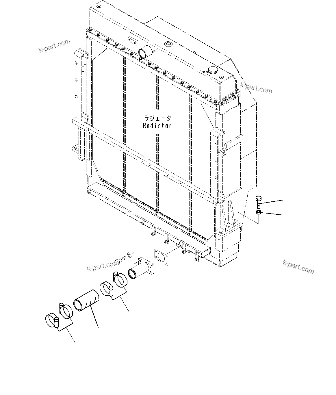 Komatsu parts book diagram for WD600-6R S/N 61001-UP: RADIATOR, MOUNTING AND PIPING(#60001-)