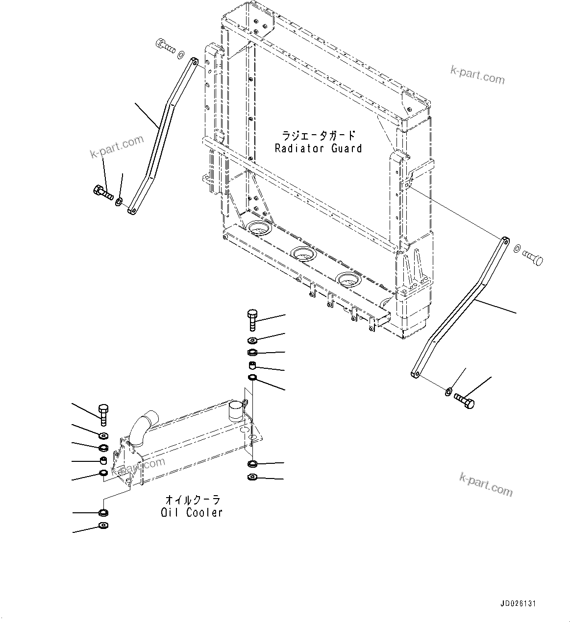 Komatsu parts book diagram for WD600-6R S/N 61001-UP: RADIATOR, TORQUE CONVERTER COOLER(#60001-)