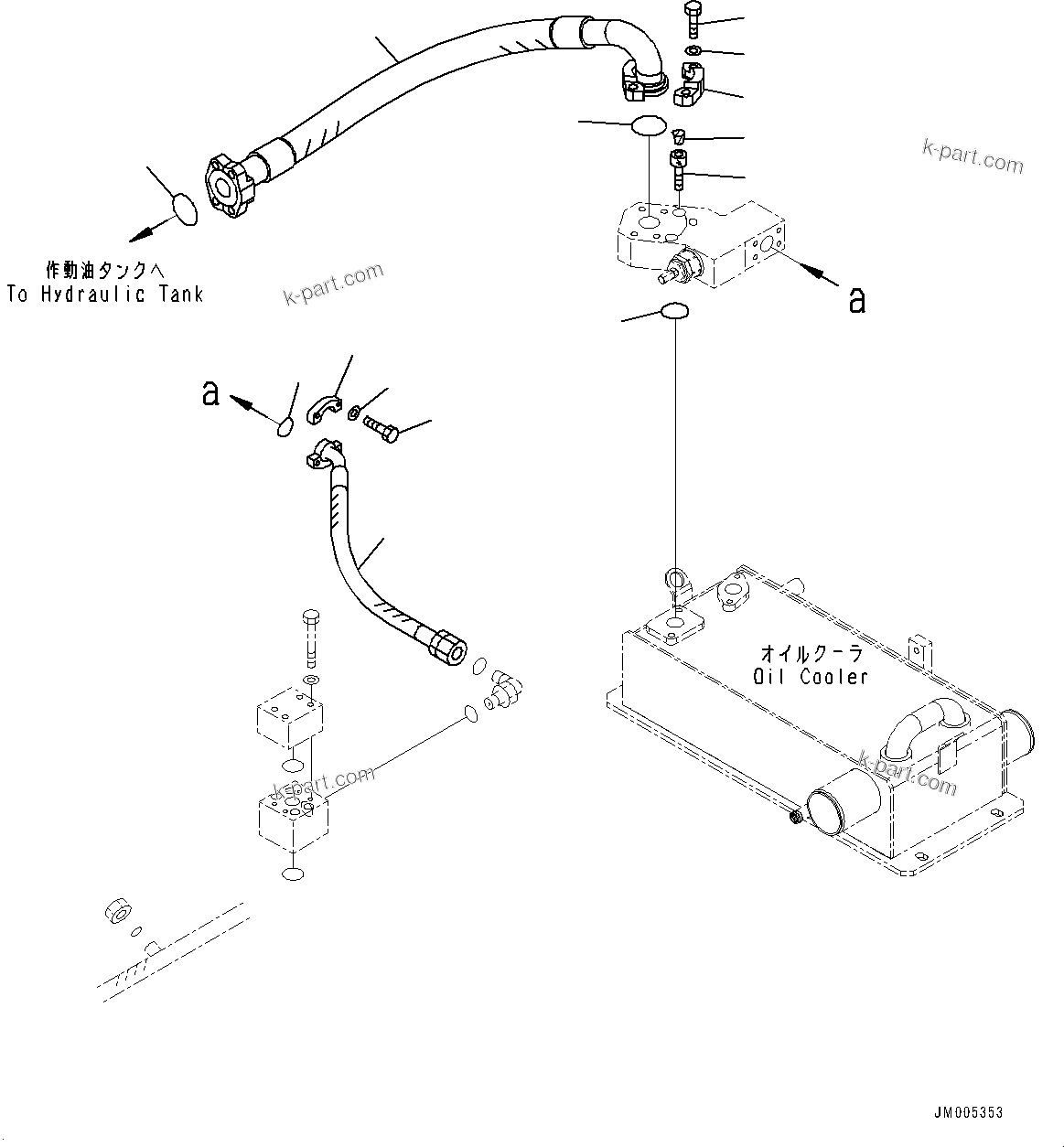 Komatsu parts book diagram for WD600-6R S/N 61001-UP: HYDRAULIC OIL COOLER PIPING, (2/2)(#60001-)