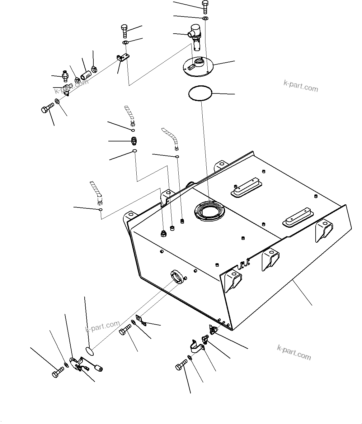 Komatsu parts book diagram for WD600-6R S/N 61001-UP: FUEL TANK, TANK(#61001-)