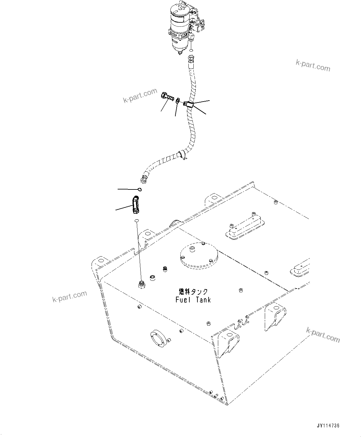 Komatsu parts book diagram for WD600-6R S/N 61001-UP: FUEL FILTER AND WATER SEPARATOR, PIPING(#61001-)