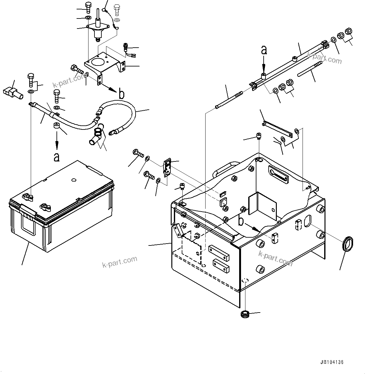 Komatsu parts book diagram for WD600-6R S/N 61001-UP: BATTERY, R.H.(#60001-)