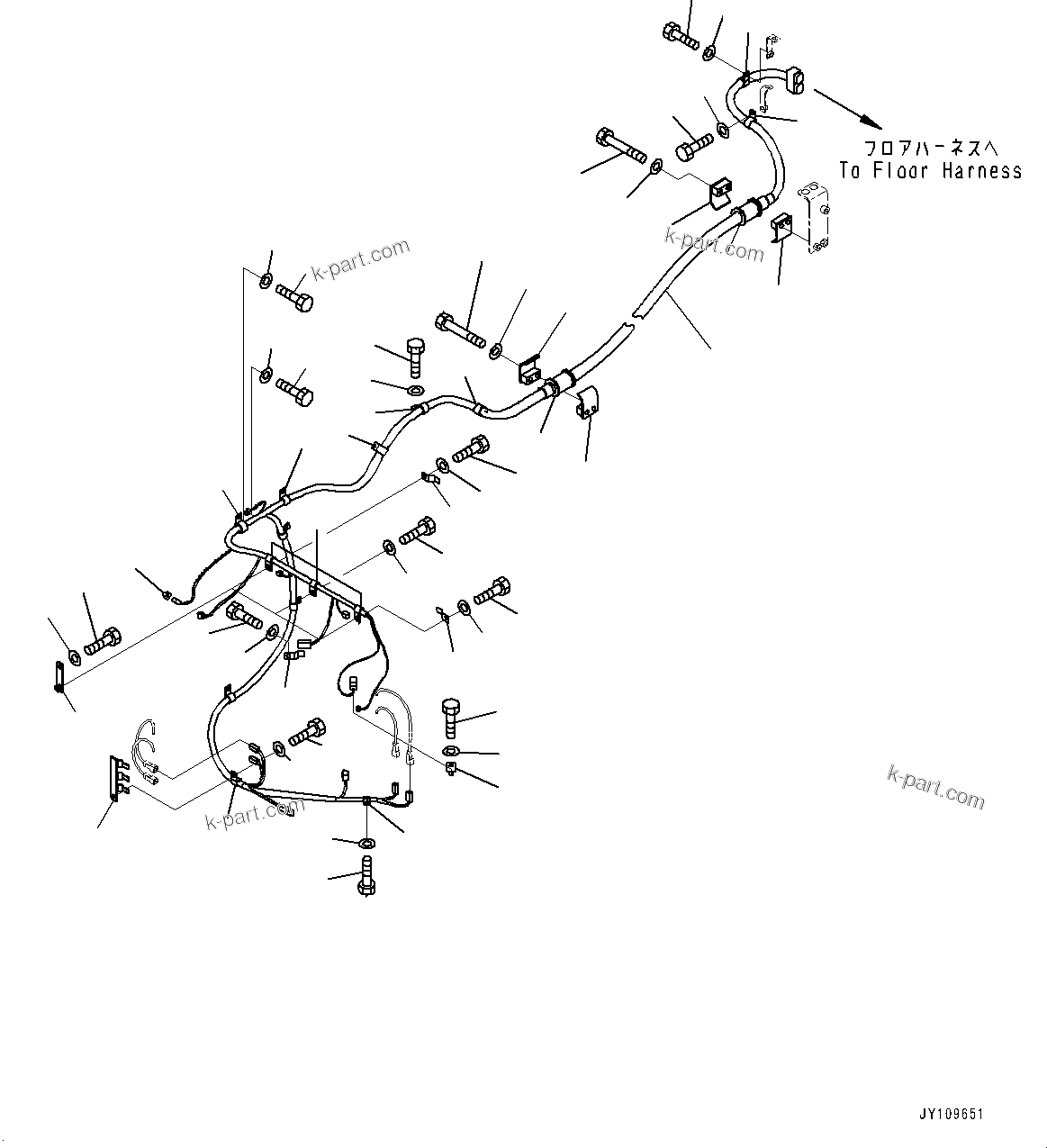 Komatsu parts book diagram for WD600-6R S/N 61001-UP: FRONT WIRING HARNESS, (#60023-)