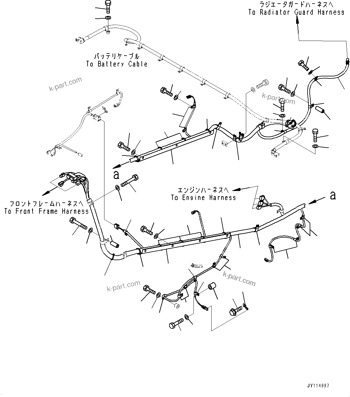 Komatsu parts book diagram for WD600-6R S/N 61001-UP: REAR ELECTRIC WIRING HARNESS, REAR WIRING HARNESS(#60001-)