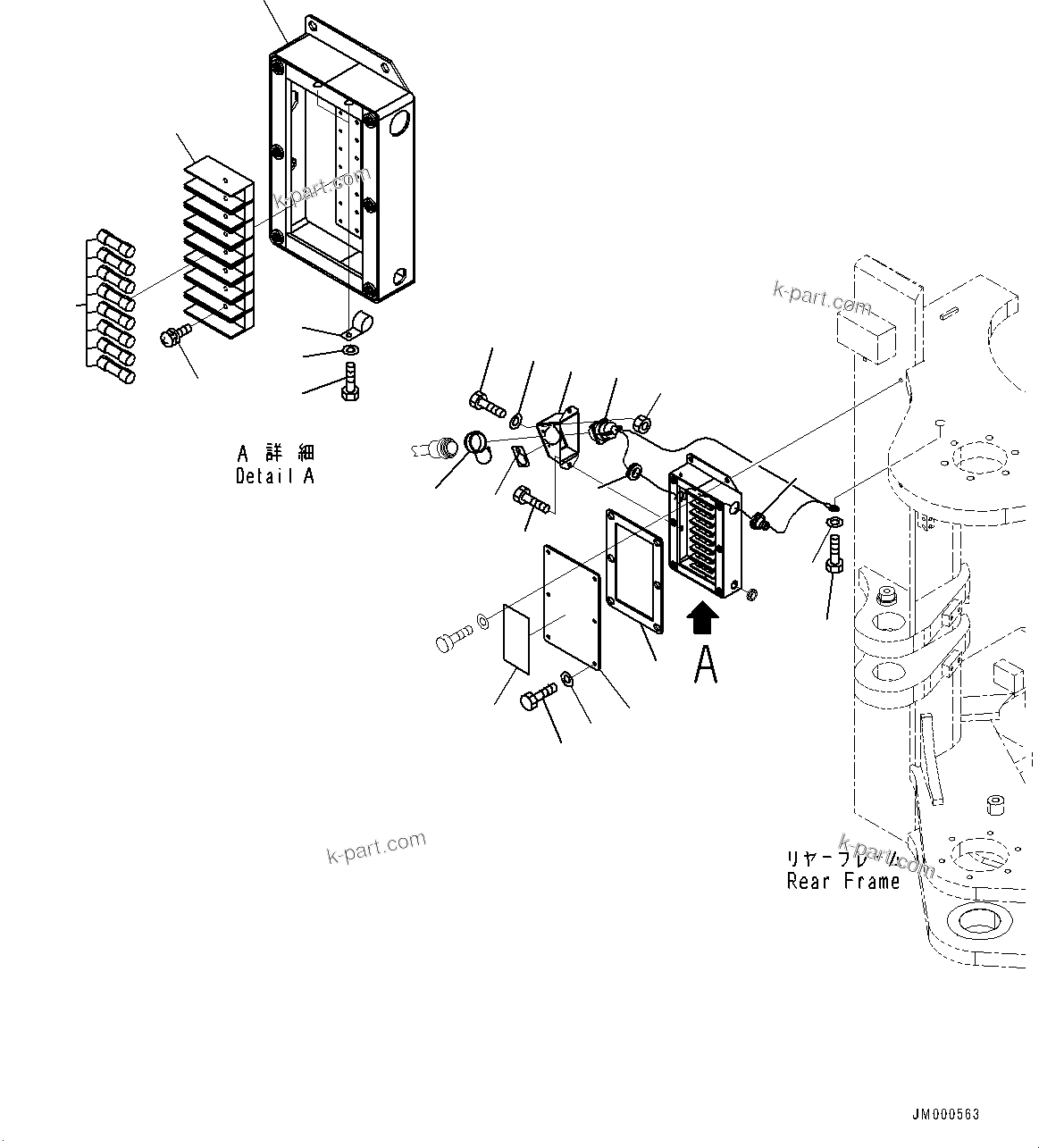 Komatsu parts book diagram for WD600-6R S/N 61001-UP: REAR ELECTRIC WIRING HARNESS, FUSE BOX (FOR COLD AREA SPECIFICATION A (-30 DEG C))(#60001-)