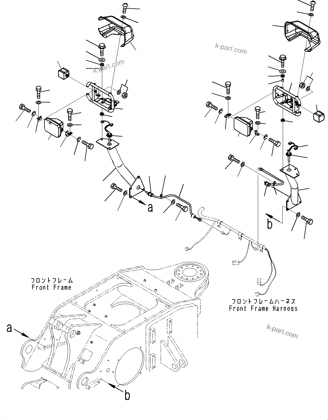 Komatsu parts book diagram for WD600-6R S/N 61001-UP: FRONT LAMP, (#60001-)