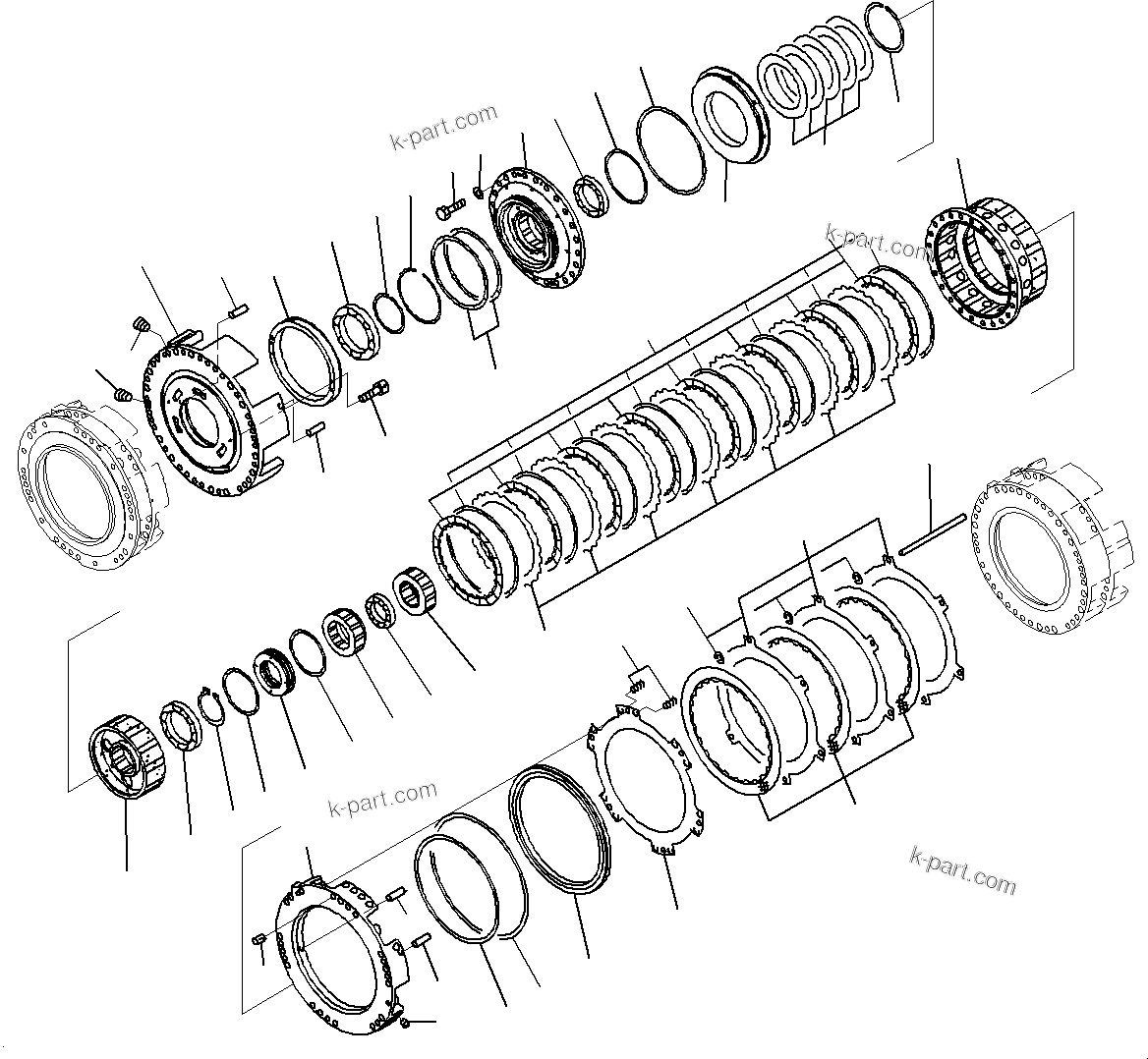 Komatsu parts book diagram for WD600-6R S/N 61001-UP: TORQUE CONVERTER AND TRANSMISSION, 2ND AND 4TH HOUSING(#60001-)