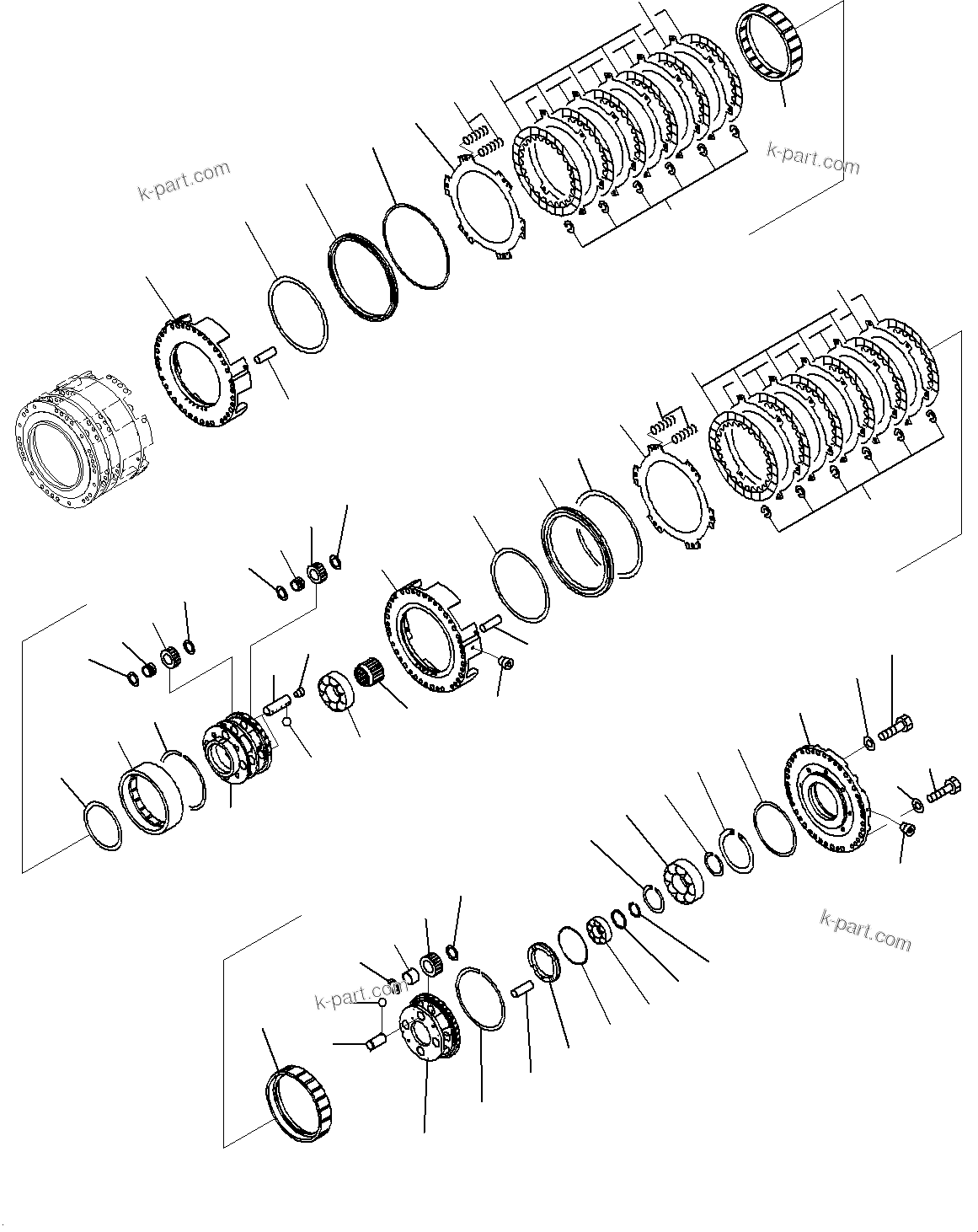Komatsu parts book diagram for WD600-6R S/N 61001-UP: TORQUE CONVERTER AND TRANSMISSION, FORWARD AND REVERSE HOUSING(#60001-)