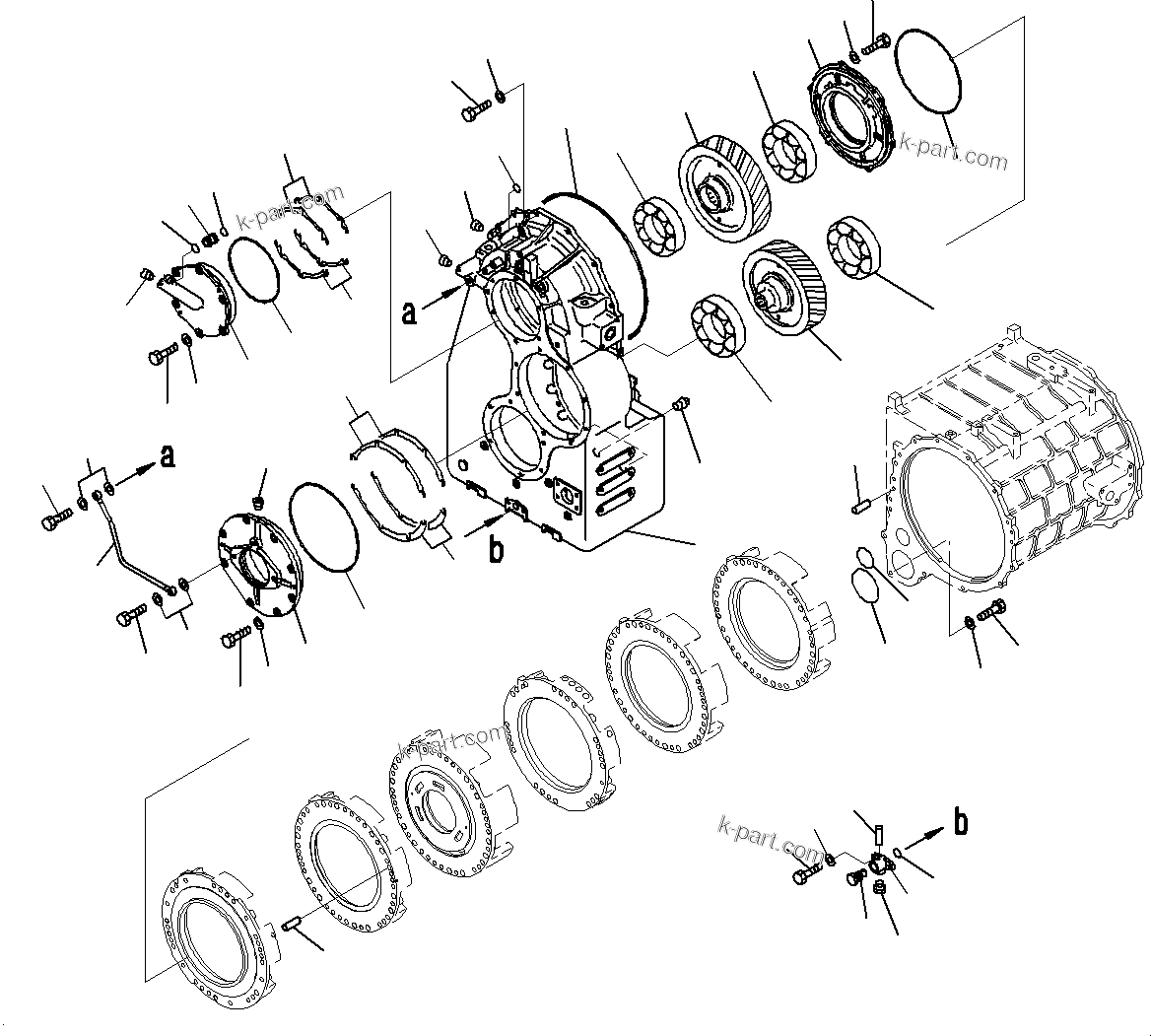 Komatsu parts book diagram for WD600-6R S/N 61001-UP: TORQUE CONVERTER AND TRANSMISSION, TRANSFER CASE(#60001-)