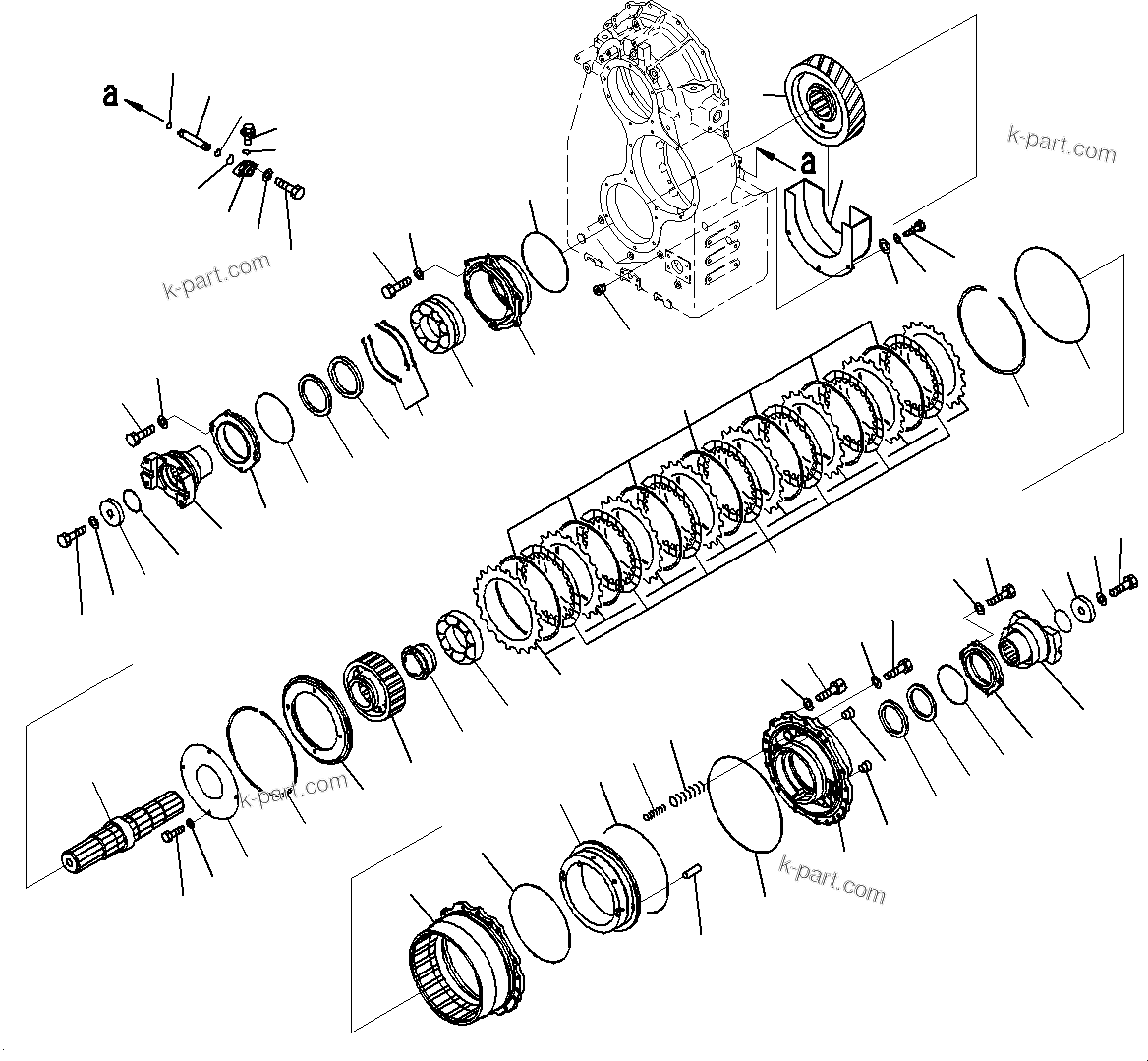 Komatsu parts book diagram for WD600-6R S/N 61001-UP: TORQUE CONVERTER AND TRANSMISSION, OUTPUT SHAFT(#60001-)