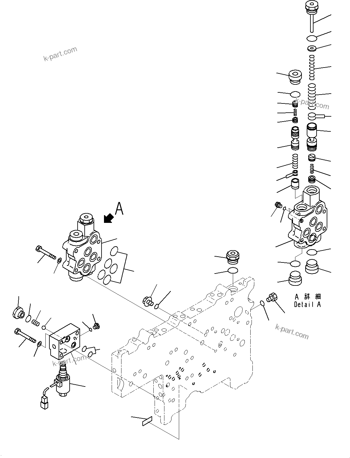 Komatsu parts book diagram for WD600-6R S/N 61001-UP: TORQUE CONVERTER AND TRANSMISSION, MODULATION VALVE (3/4)(#60001-)
