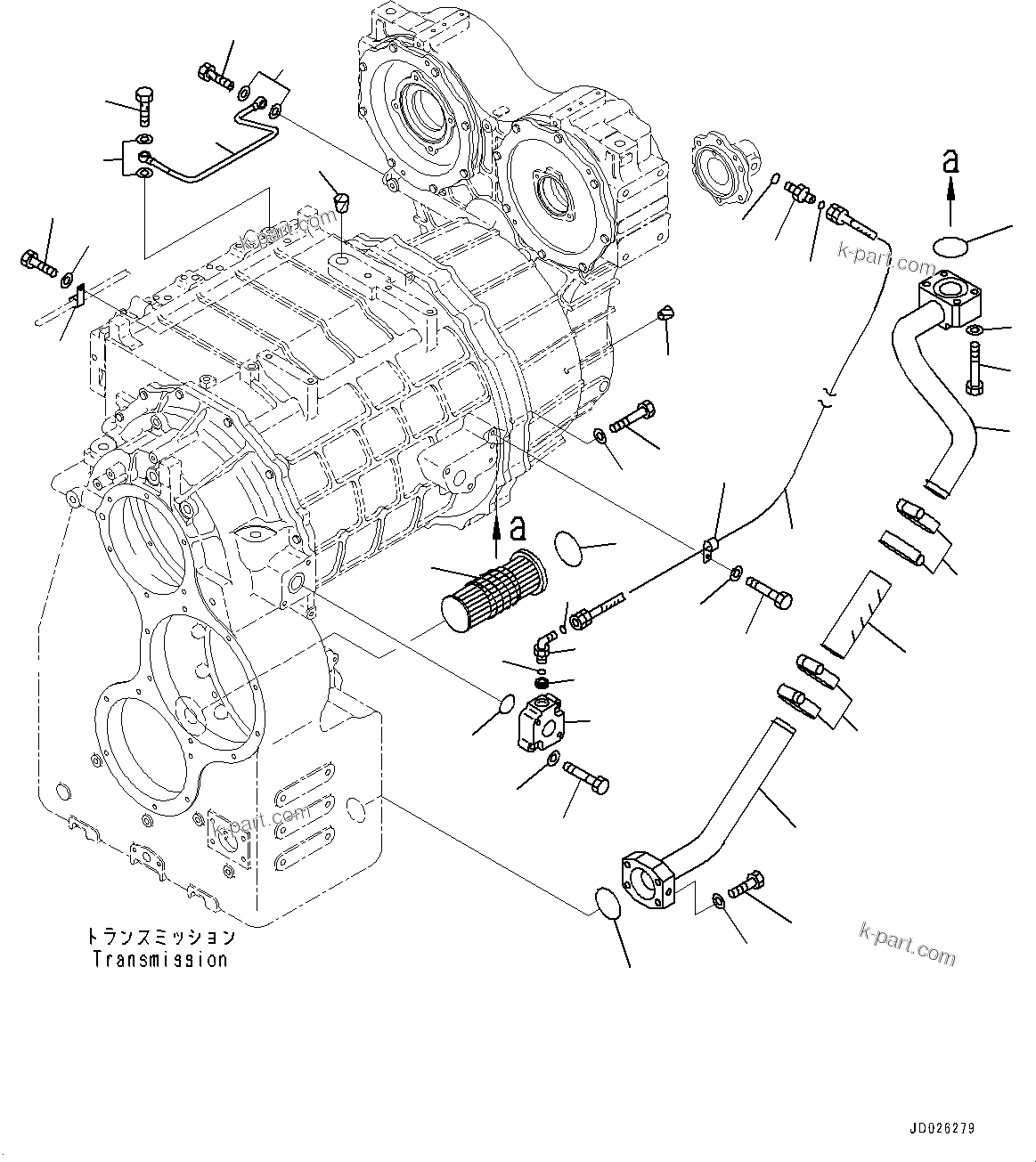 Komatsu parts book diagram for WD600-6R S/N 61001-UP: TORQUE CONVERTER AND TRANSMISSION, PIPING(#60001-)