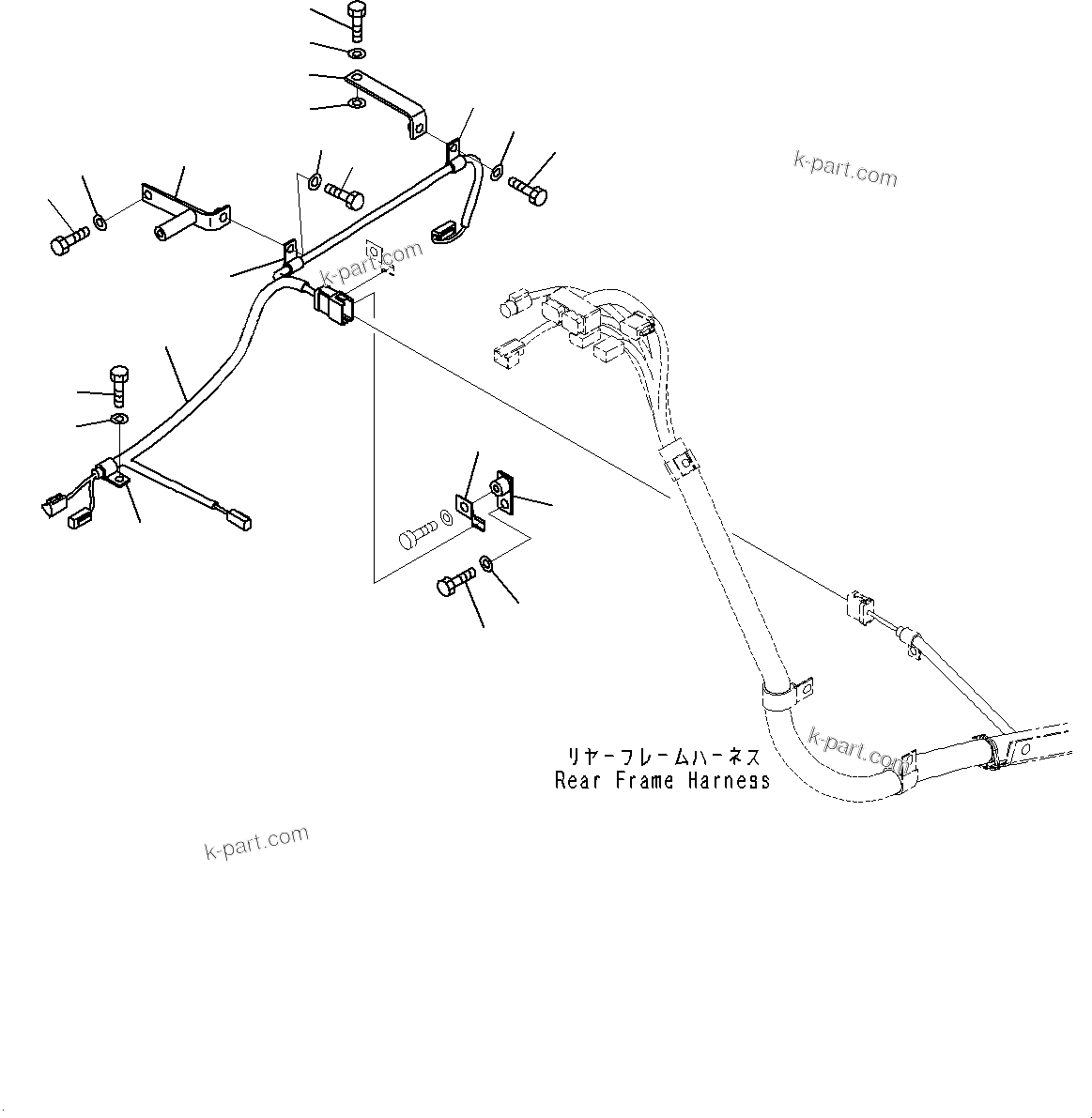 Komatsu parts book diagram for WD600-6R S/N 61001-UP: TORQUE CONVERTER AND TRANSMISSION, WIRING HARNESS(#60001-)