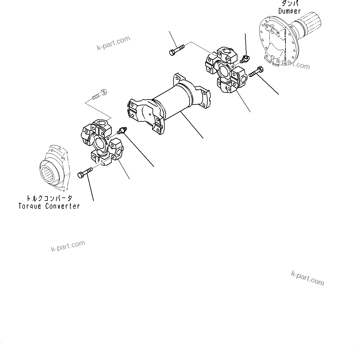 Komatsu parts book diagram for WD600-6R S/N 61001-UP: TORQUE CONVERTER AND TRANSMISSION, DRIVE SHAFT(#60001-)