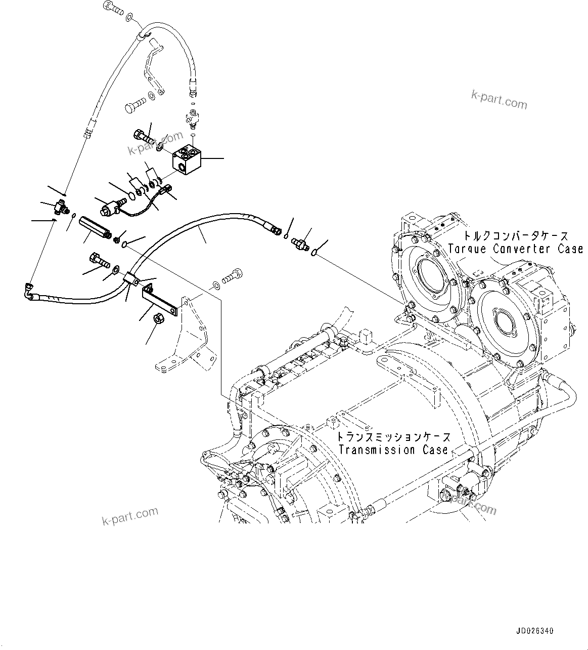 Komatsu parts book diagram for WD600-6R S/N 61001-UP: TORQUE CONVERTER AND TRANSMISSION, SOLENOID VALVE PIPING (1/2)(#60001-)
