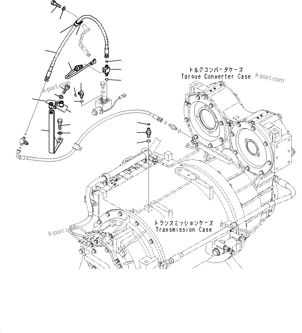 Komatsu parts book diagram for WD600-6R S/N 61001-UP: TORQUE CONVERTER AND TRANSMISSION, SOLENOID VALVE PIPING (2/2)(#60001-)