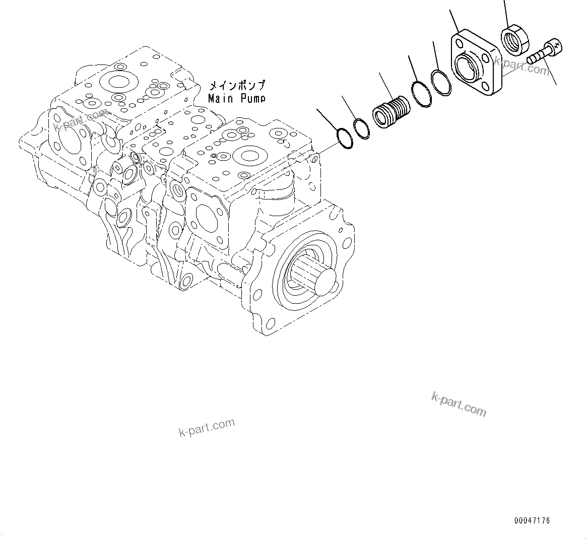Komatsu parts book diagram for WD600-6R S/N 61001-UP: TORQUE CONVERTER AND TRANSMISSION, PISTON PUMP (4/20) (LOADER PUMP)(#60001-)