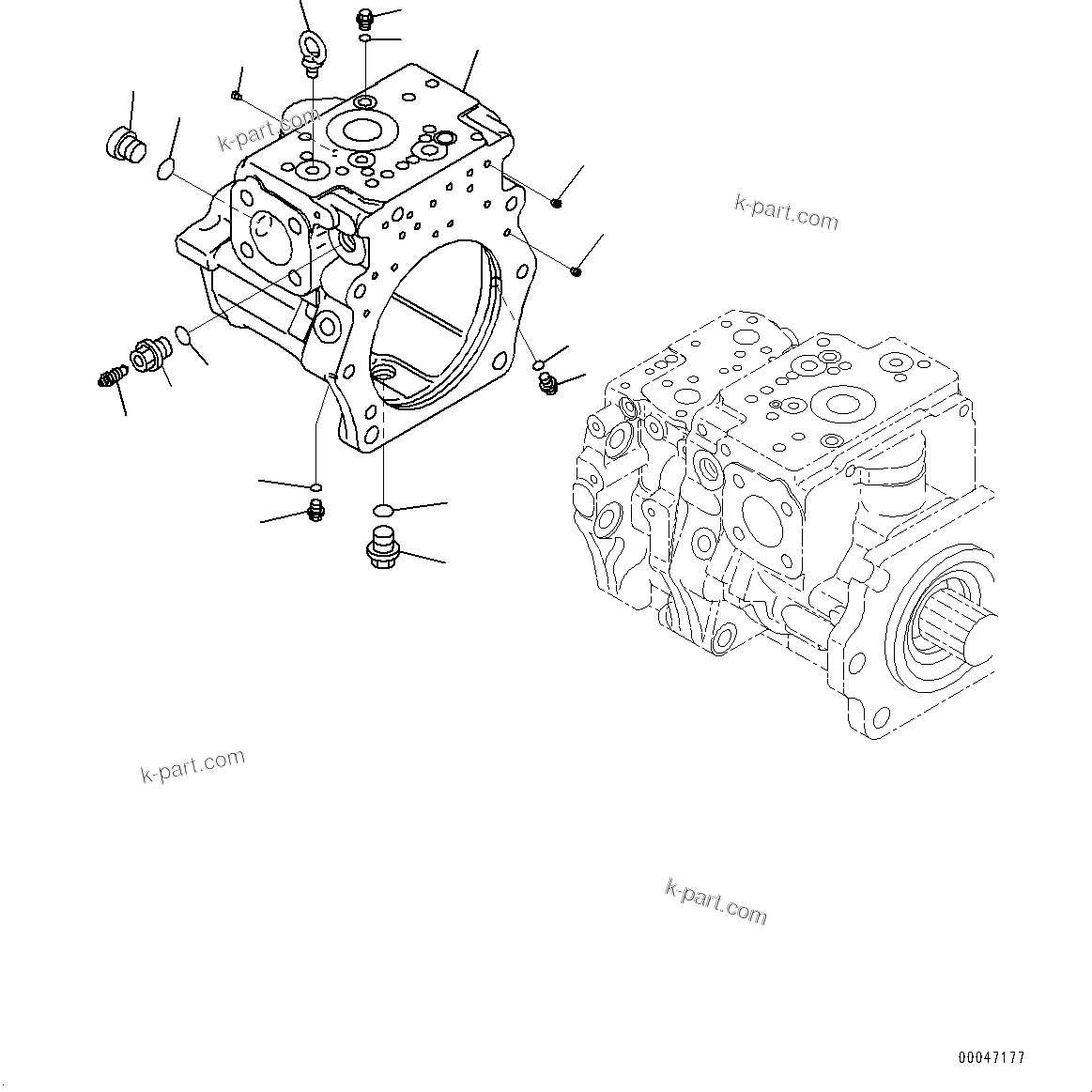 Komatsu parts book diagram for WD600-6R S/N 61001-UP: TORQUE CONVERTER AND TRANSMISSION, PISTON PUMP (6/22) (LOADER PUMP)(#60001-)