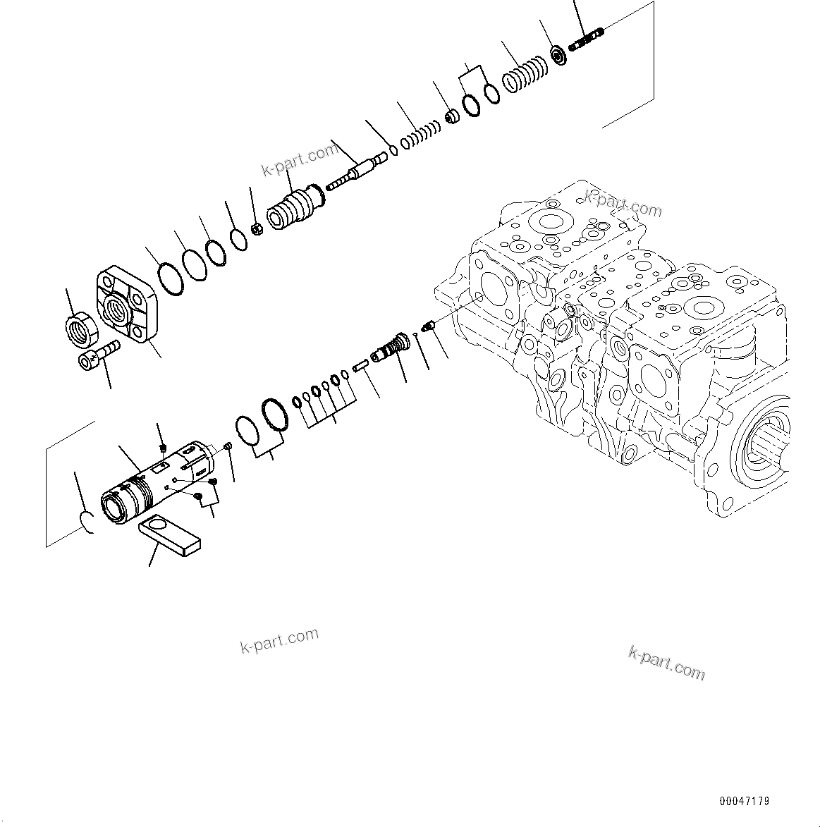 Komatsu parts book diagram for WD600-6R S/N 61001-UP: TORQUE CONVERTER AND TRANSMISSION, PISTON PUMP (7/20) (LOADER PUMP)(#60001-)