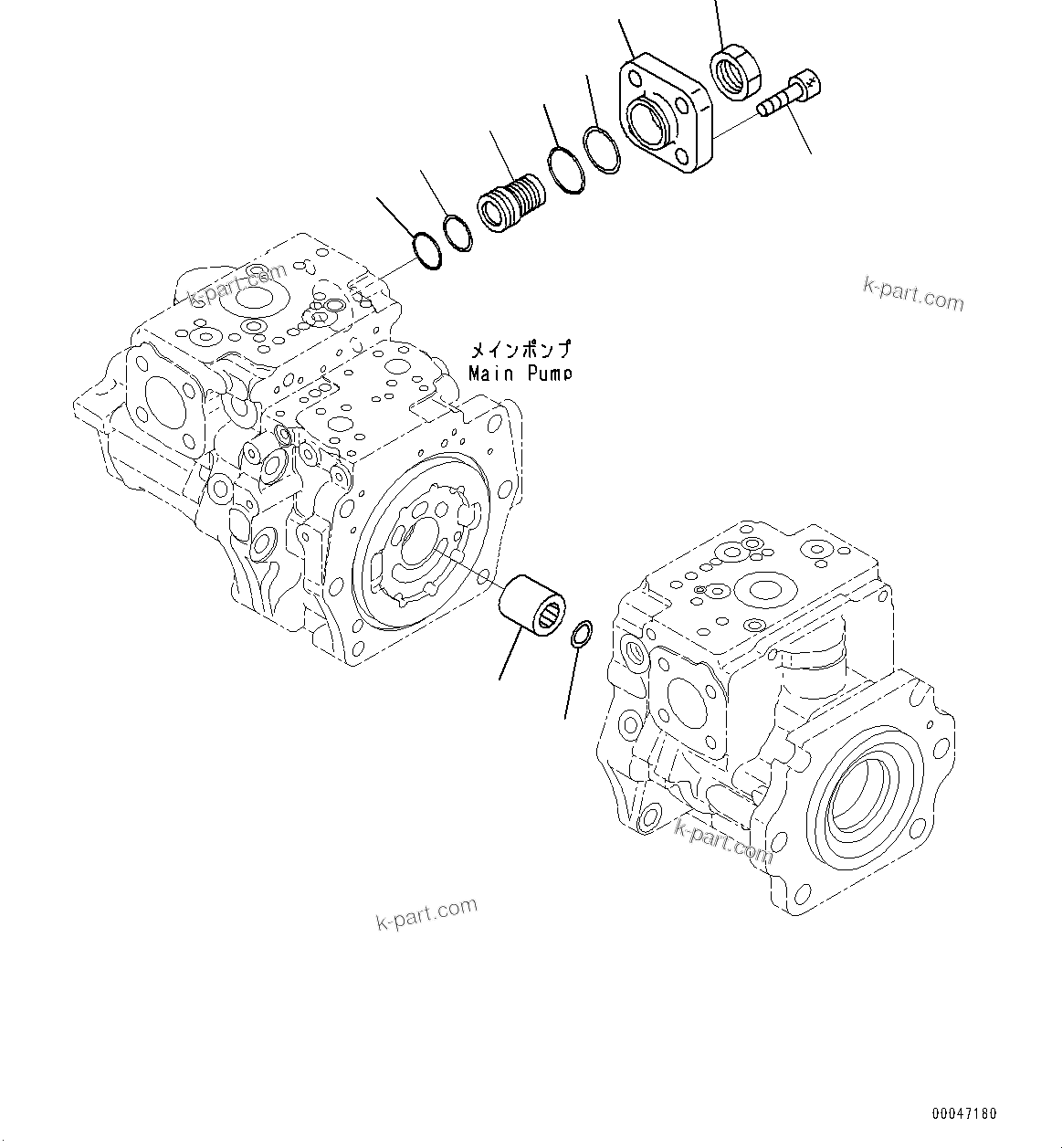Komatsu parts book diagram for WD600-6R S/N 61001-UP: TORQUE CONVERTER AND TRANSMISSION, PISTON PUMP (9/22) (LOADER PUMP)(#60001-)