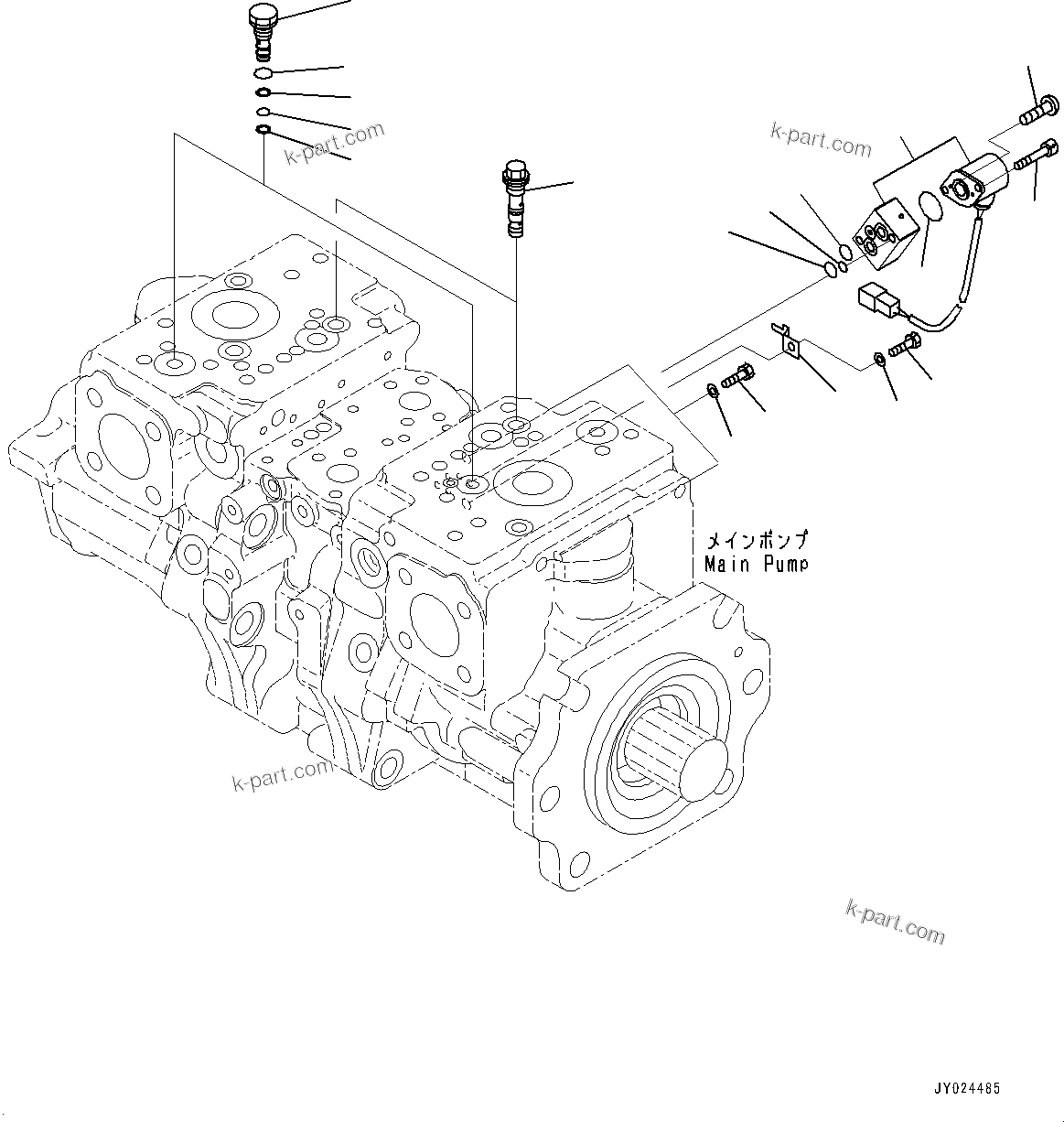 Komatsu parts book diagram for WD600-6R S/N 61001-UP: TORQUE CONVERTER AND TRANSMISSION, PISTON PUMP (10/20) (LOADER PUMP)(#60001-)