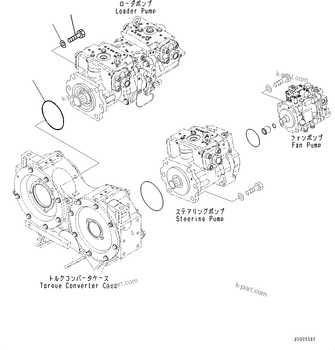 Komatsu parts book diagram for WD600-6R S/N 61001-UP: TORQUE CONVERTER AND TRANSMISSION, MOUNTING (2/6) (WITH BRAKE OIL COOLING SYSTEM)(#60001-)