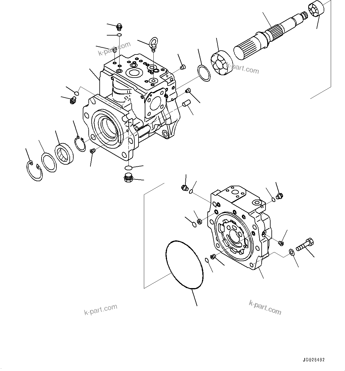 Komatsu parts book diagram for WD600-6R S/N 61001-UP: TORQUE CONVERTER AND TRANSMISSION, PISTON PUMP (12/22) (STEERING PUMP)(#60001-)