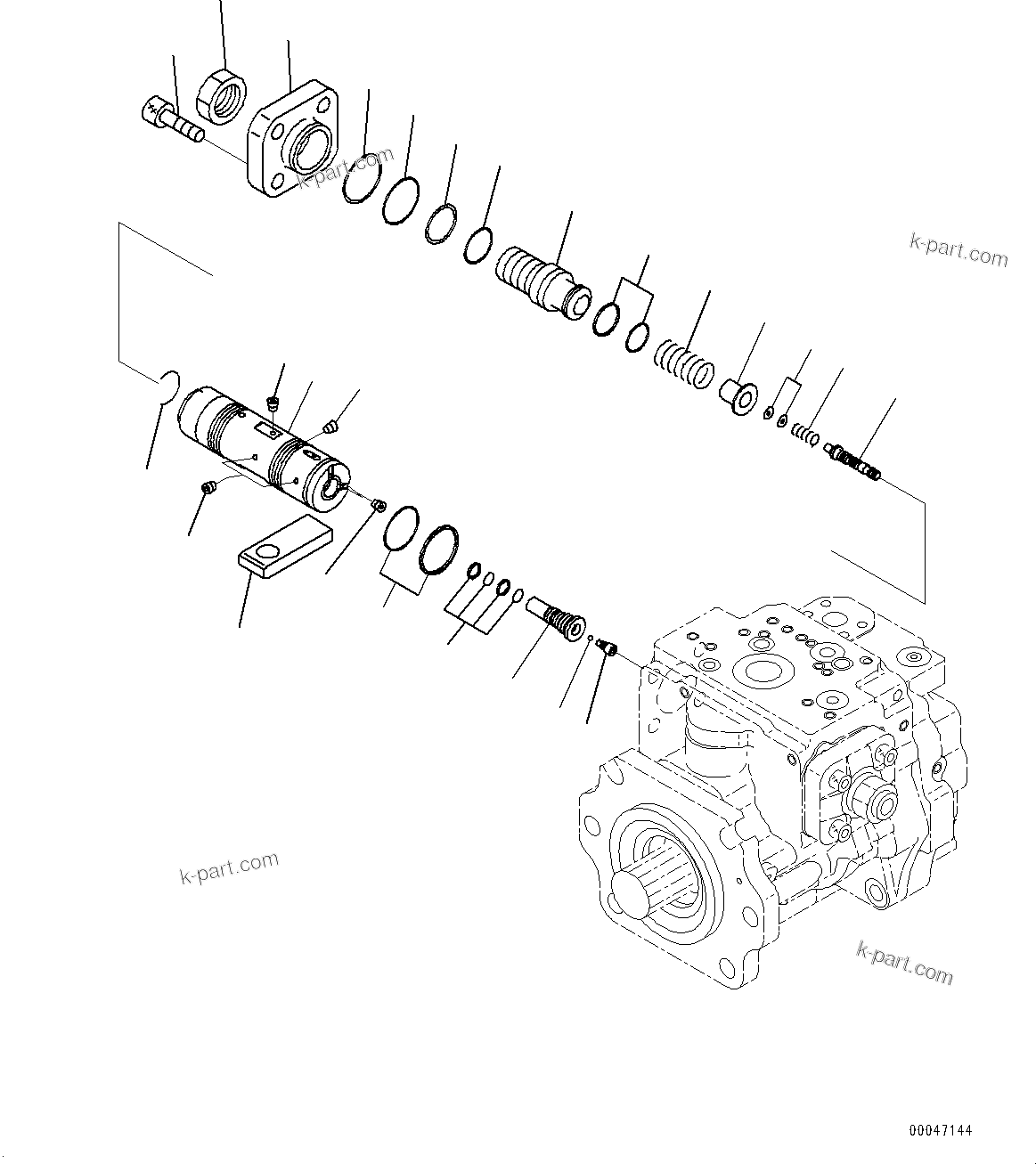 Komatsu parts book diagram for WD600-6R S/N 61001-UP: TORQUE CONVERTER AND TRANSMISSION, PISTON PUMP (14/22) (STEERING PUMP)(#60001-)